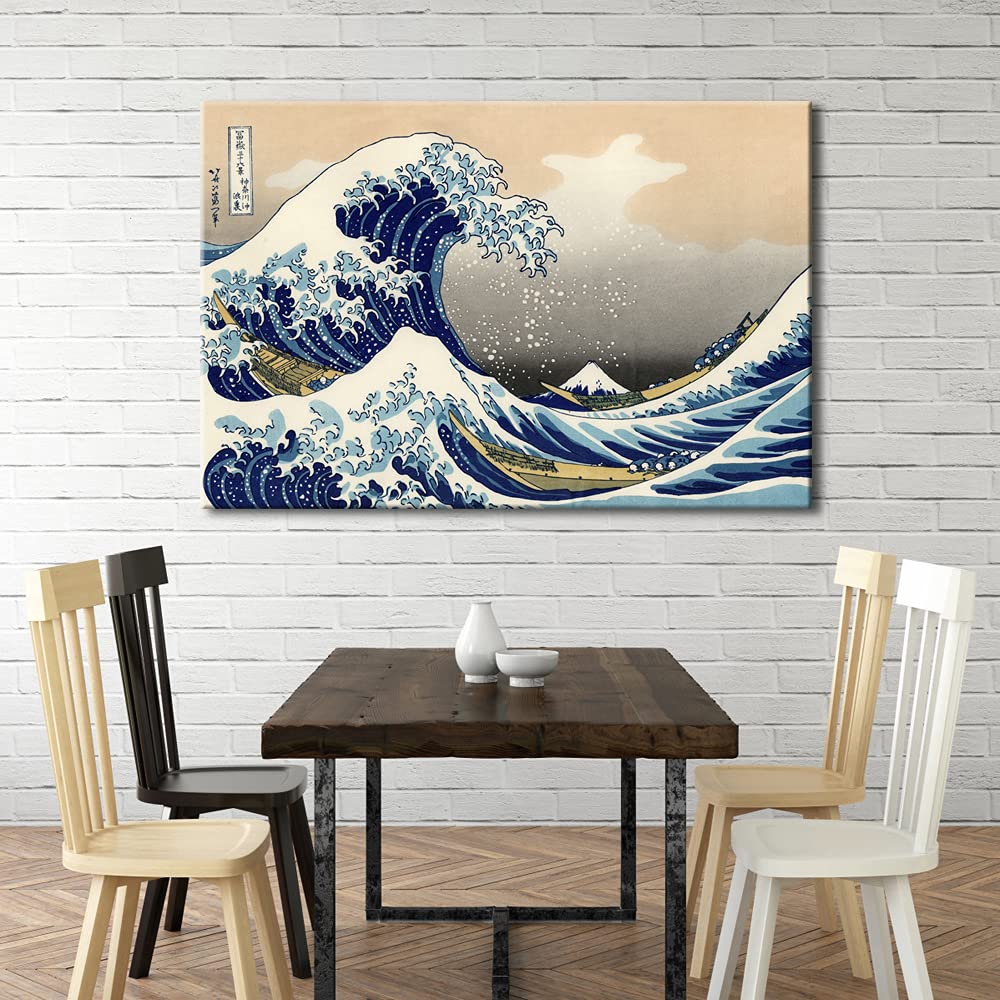 Wieco Art Great Wave Of Kanagawa Katsushika Hokusai Extra Large Modern Gallery Wrapped Giclee Canvas Prints Abstract Seascape Se
