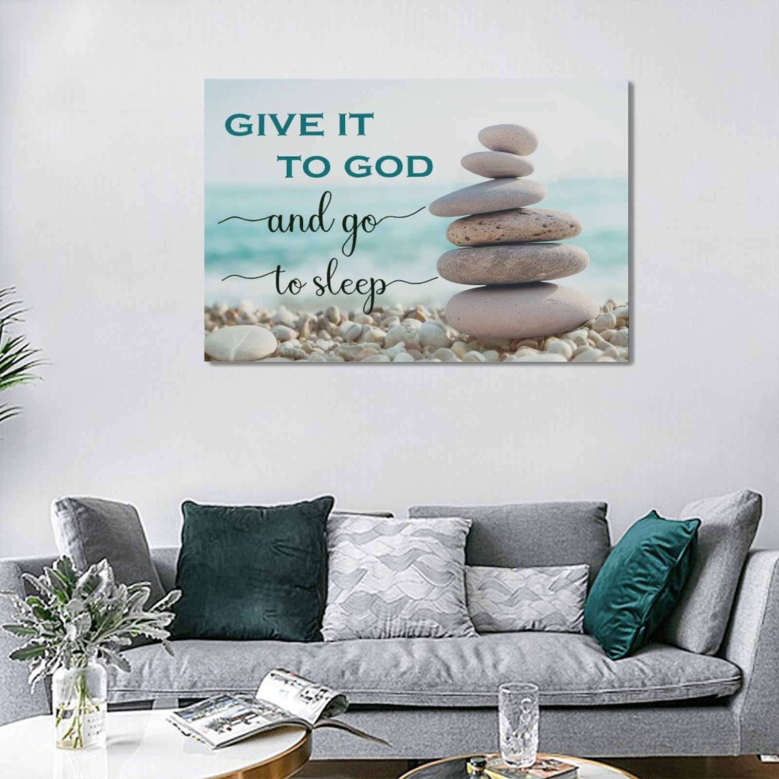 Scripture Wall Art Bible Verse Christian Gifts Canvas Give It To God Go To Sleep Wall Decor Inspirational Quote Prints Painting