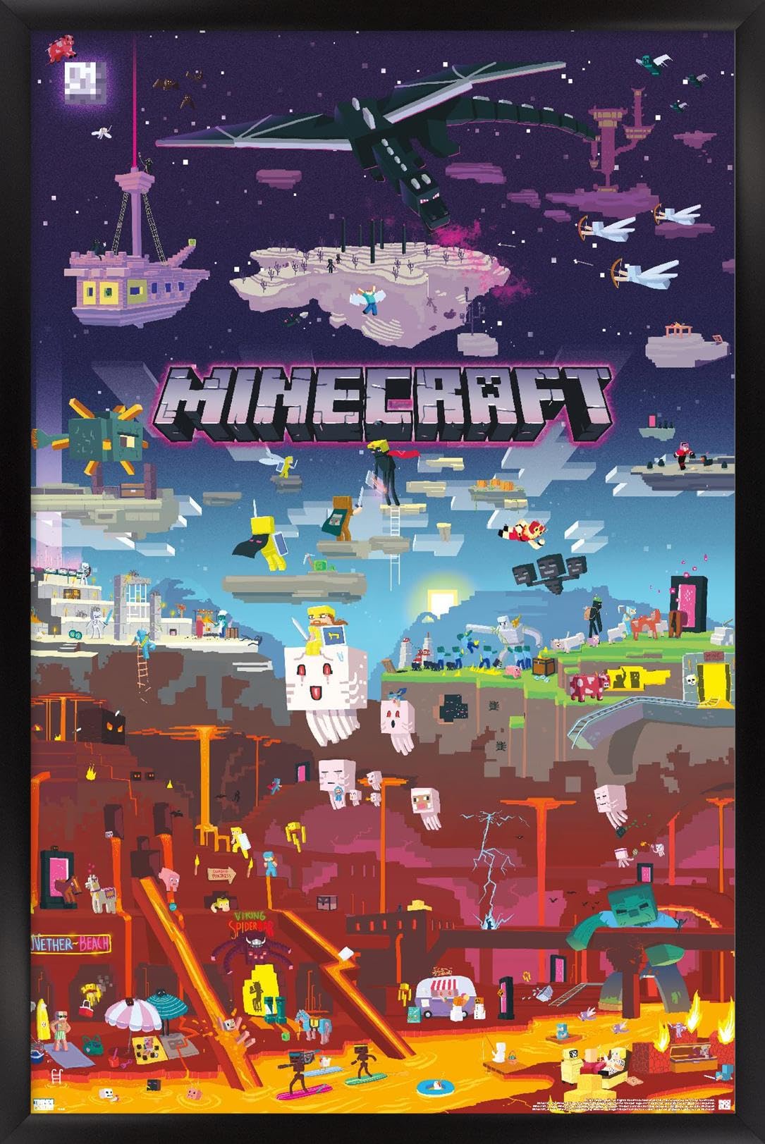 Trends International Minecraft - World Beyond Wall Poster, 14.725'' X 22.375'', Black Framed Version