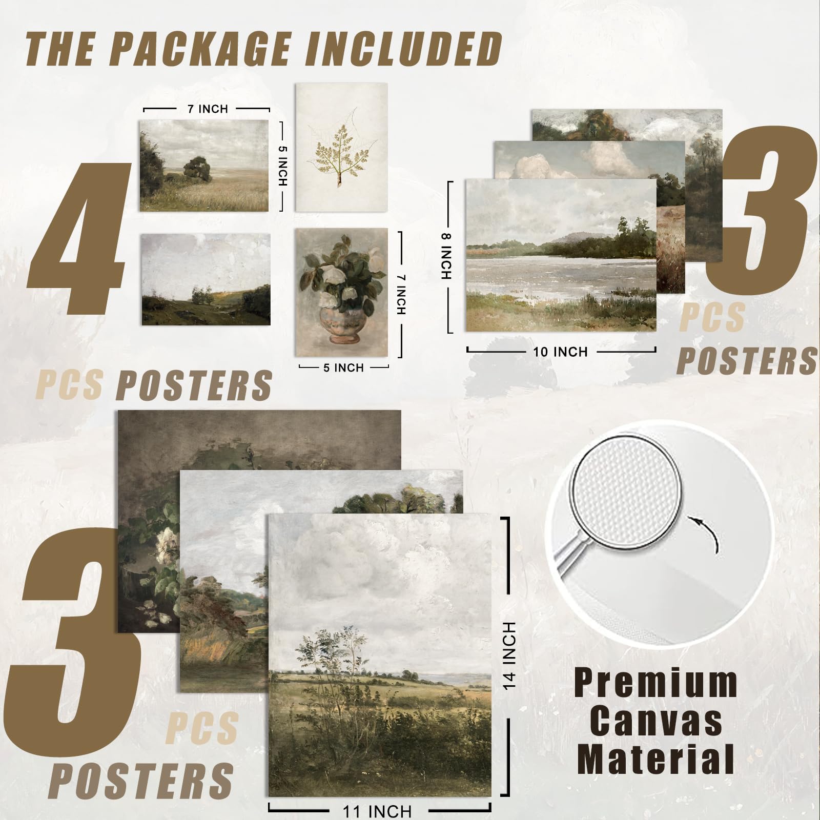 Uniro Vintage Wall Art Decor Prints Farmhouse Wall Decor Vintage French Country Canvas Wall Art Prints Nature Landscape Flower B