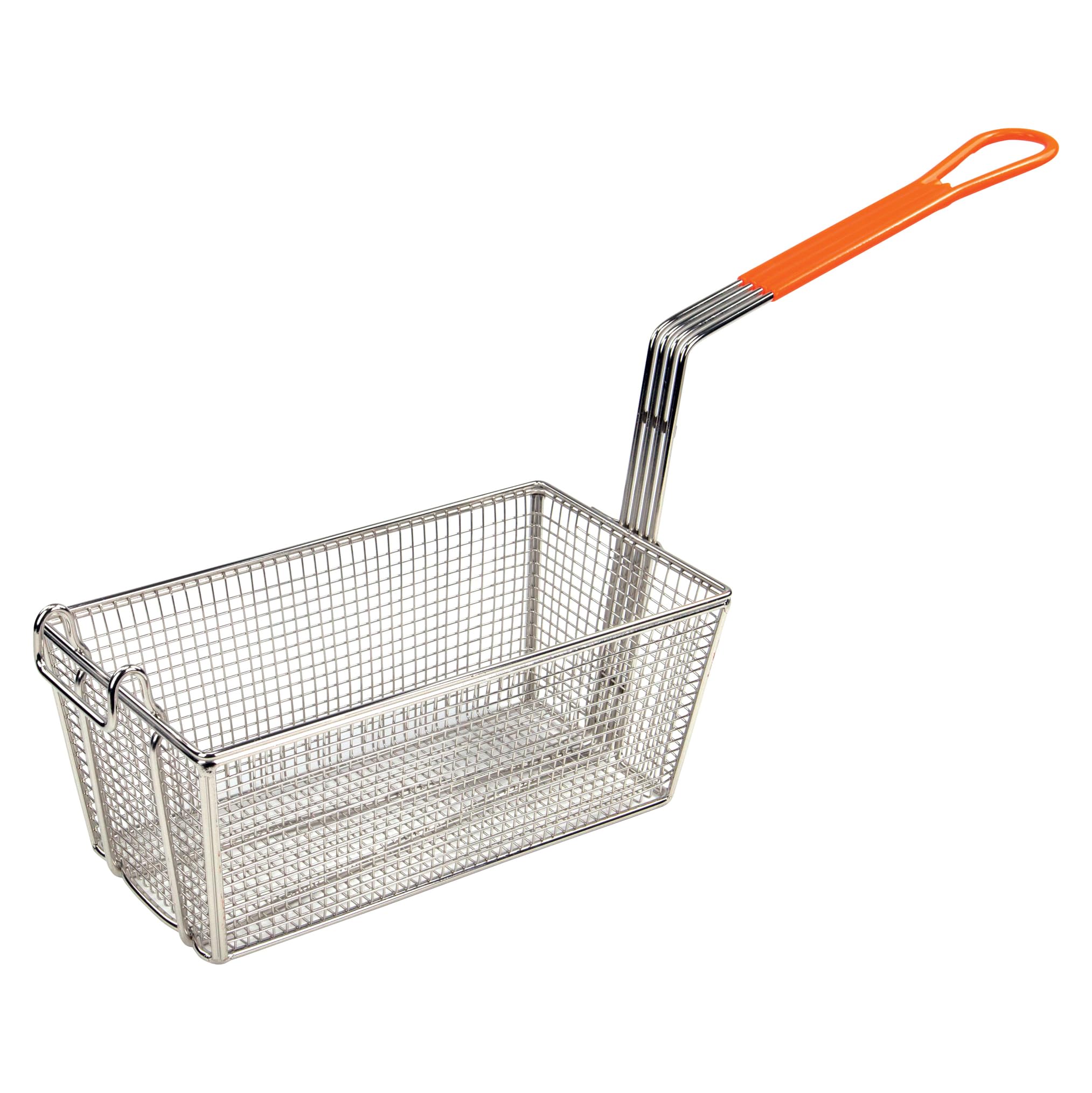 Winco Fry Basket with Orange Handle Medium , 12 x 6.5 x 5.25