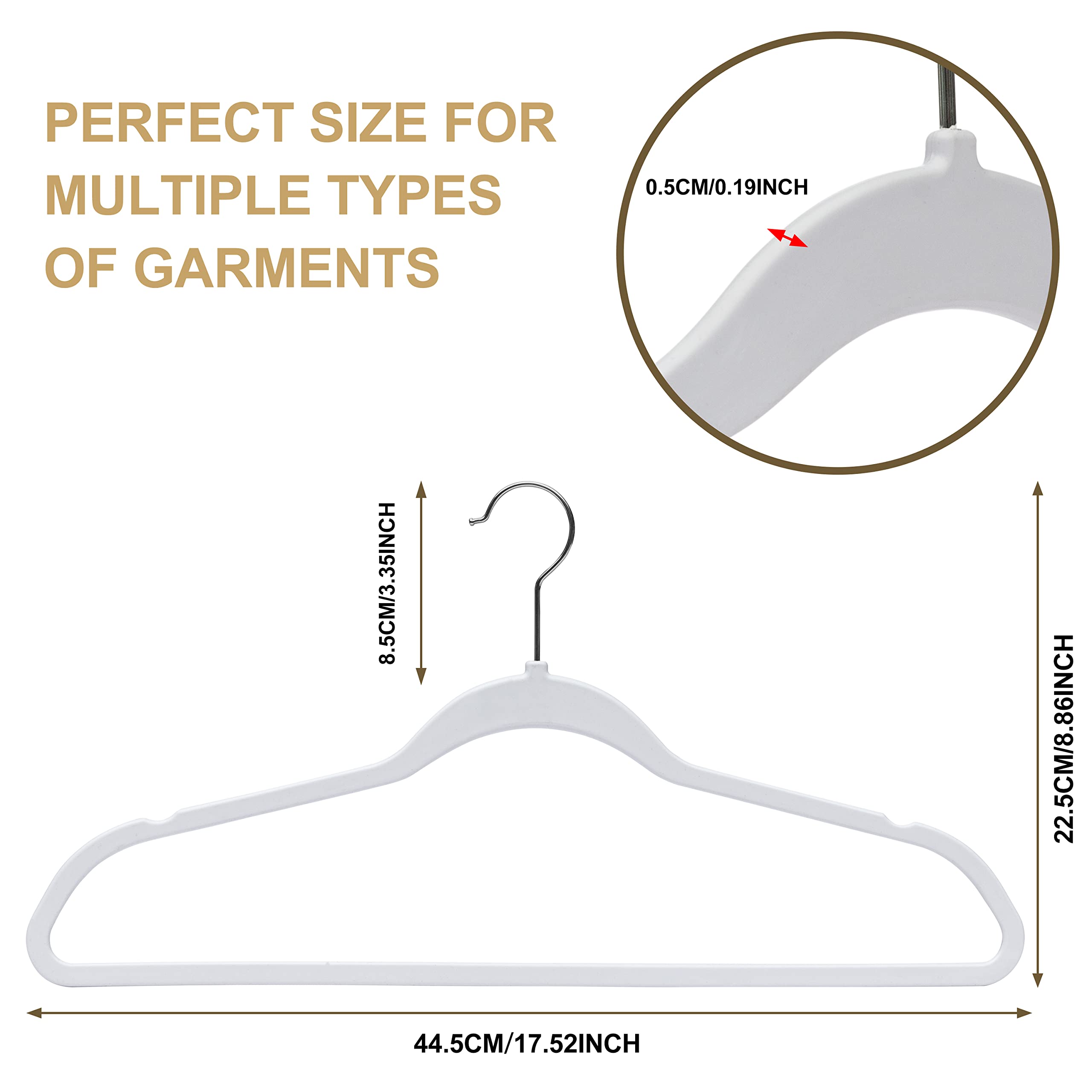 Quality Hangers 50 Pack Non-Velvet Plastic Hangers for Clothes - Heavy Duty Coat Hanger Set - Space-Saving Closet Hangers with Chrome Swivel Hook  Functional Non-Flocked Hangers - White
