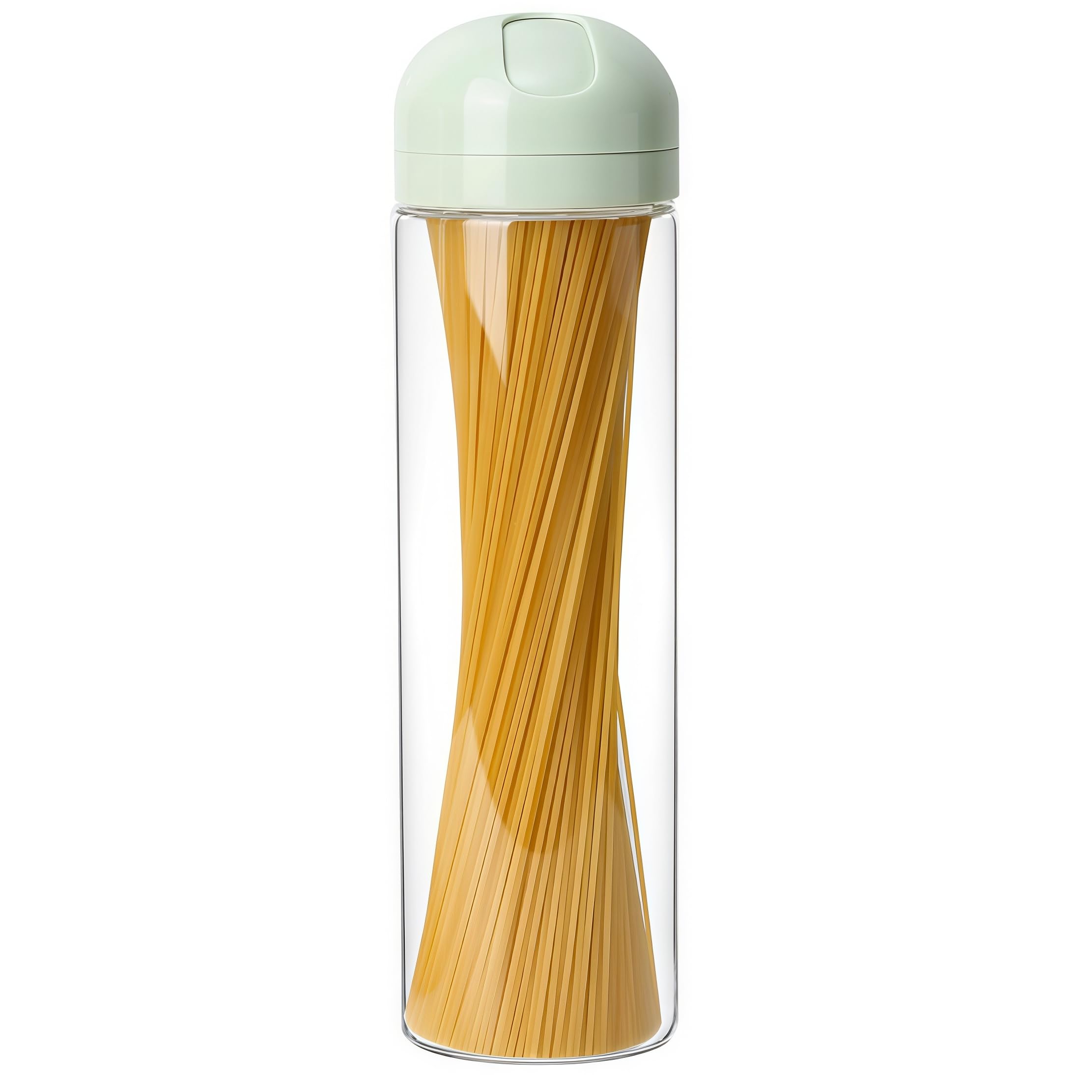 Hoffnugshween Glass Spaghetti Storage Jar with Twist & Pour Measuring Lid, 67 oz Tall Pasta Container, Borosilicate Glass Food C