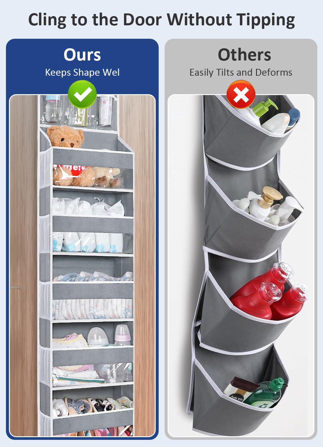 Bloroom Over The Door Organizer Hanging Storage With 3 Clear Slip Pockets And 5 Large Pockets 10 Side Pockets Closet Door Organi