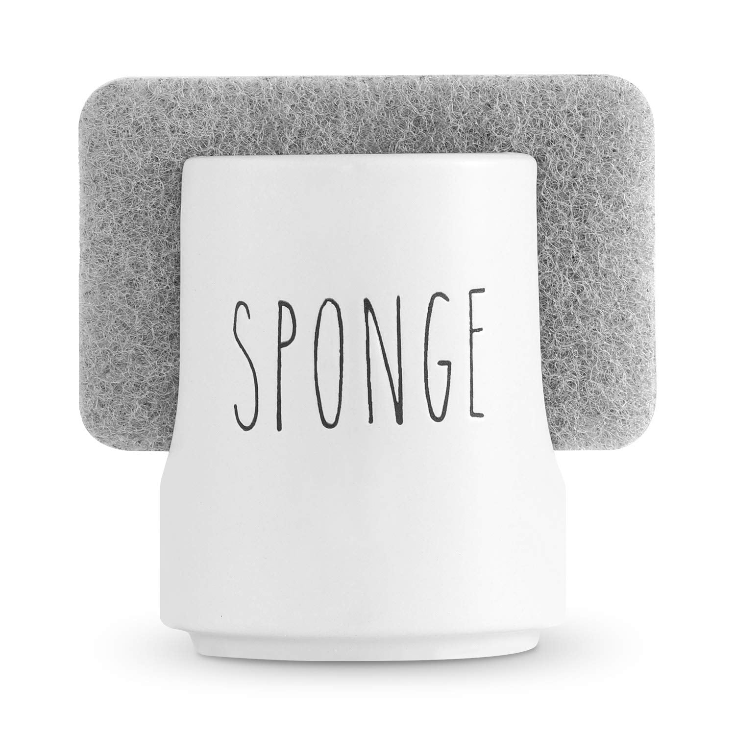 Sponge Holder for Kitchen Sink Counter - Ceramic Dish Sponge Caddy - Farmhouse Sink Organizer - Convenient Kitchen Sponge Holder - White Ceramic Sponge Rack - Sink Counter Accessories