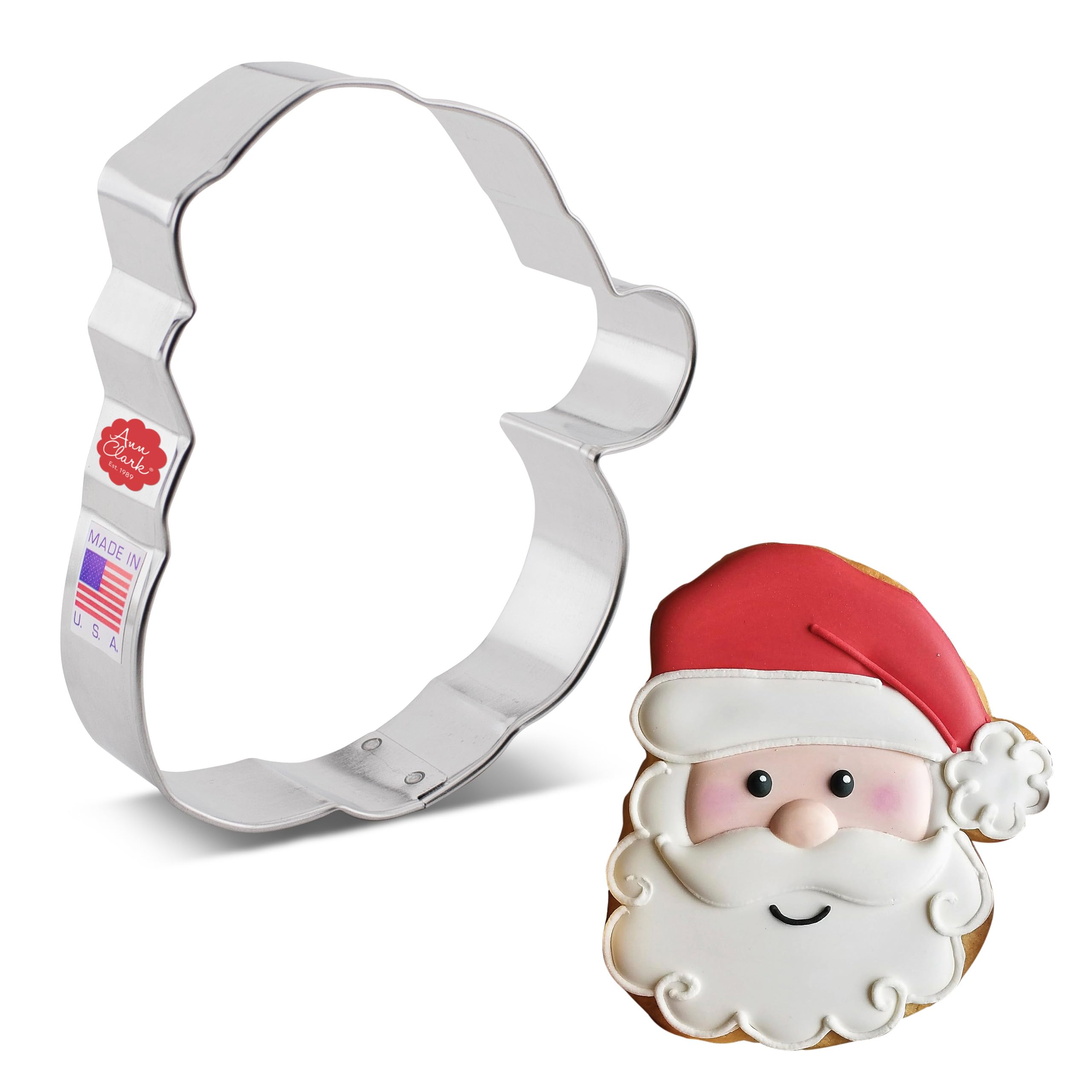 Santa Face Cookie Cutter 4.25'' Made In Usa By Ann Clark