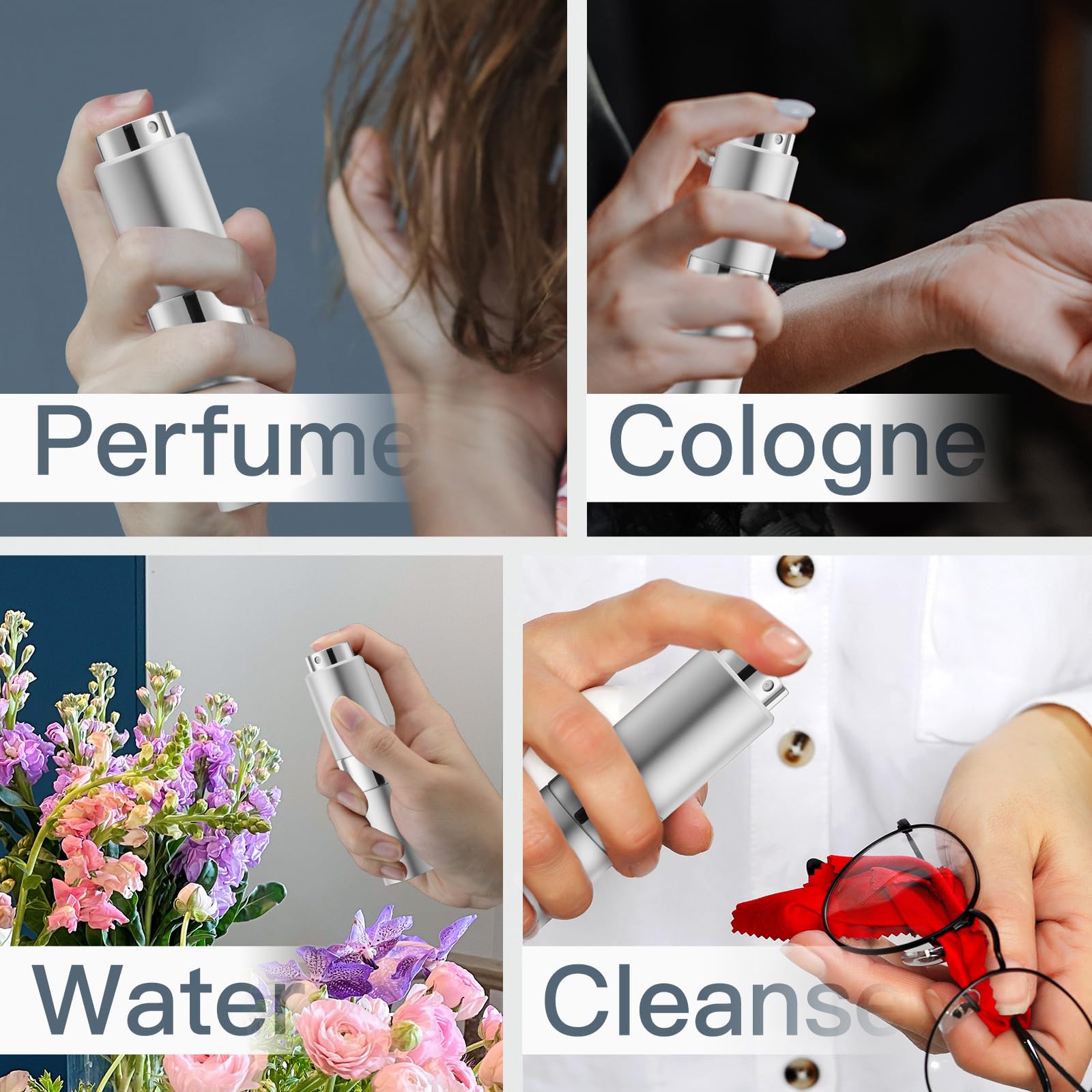 Owlyee 20Ml Perfume Atomizer, Travel Cologne Spray Bottle, Mini Empty Sprayer Dispenser (Silver, 1Pcs)