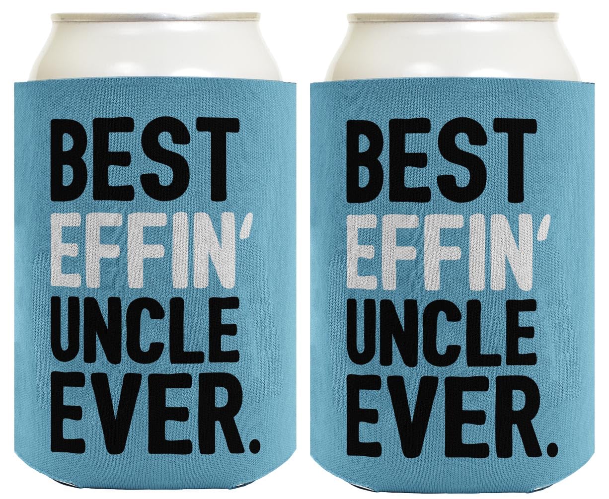 Best Uncle Gifts Best Effin' Uncle Ever Funny Cool Uncle Gifts 2 Pack Can Coolie Drink Coolers Coolies Blue
