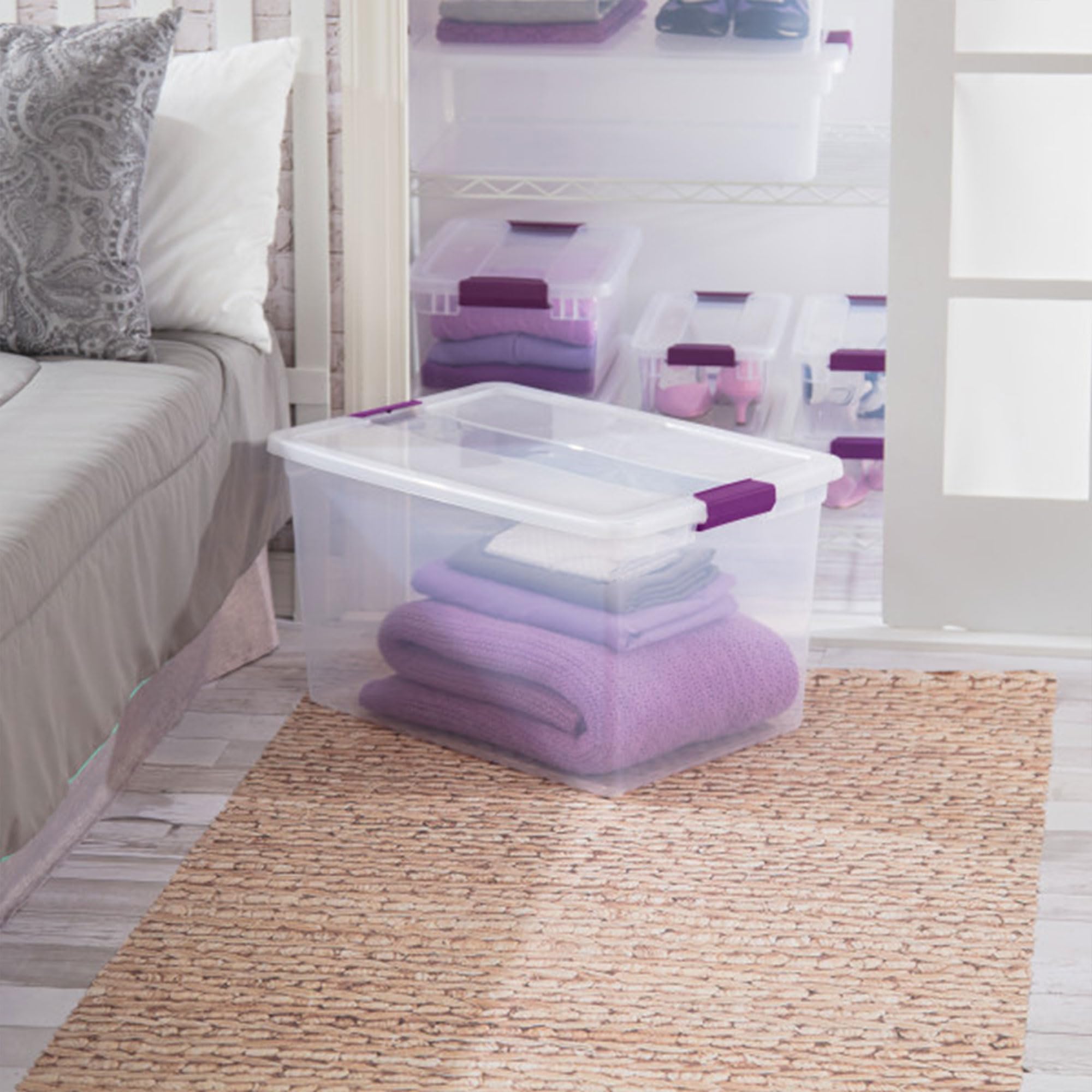 Sterilite 66 Quart ClearView Latch Box - Stackable Organizer Bin, Clear Plastic Storage Container, Model 17571706