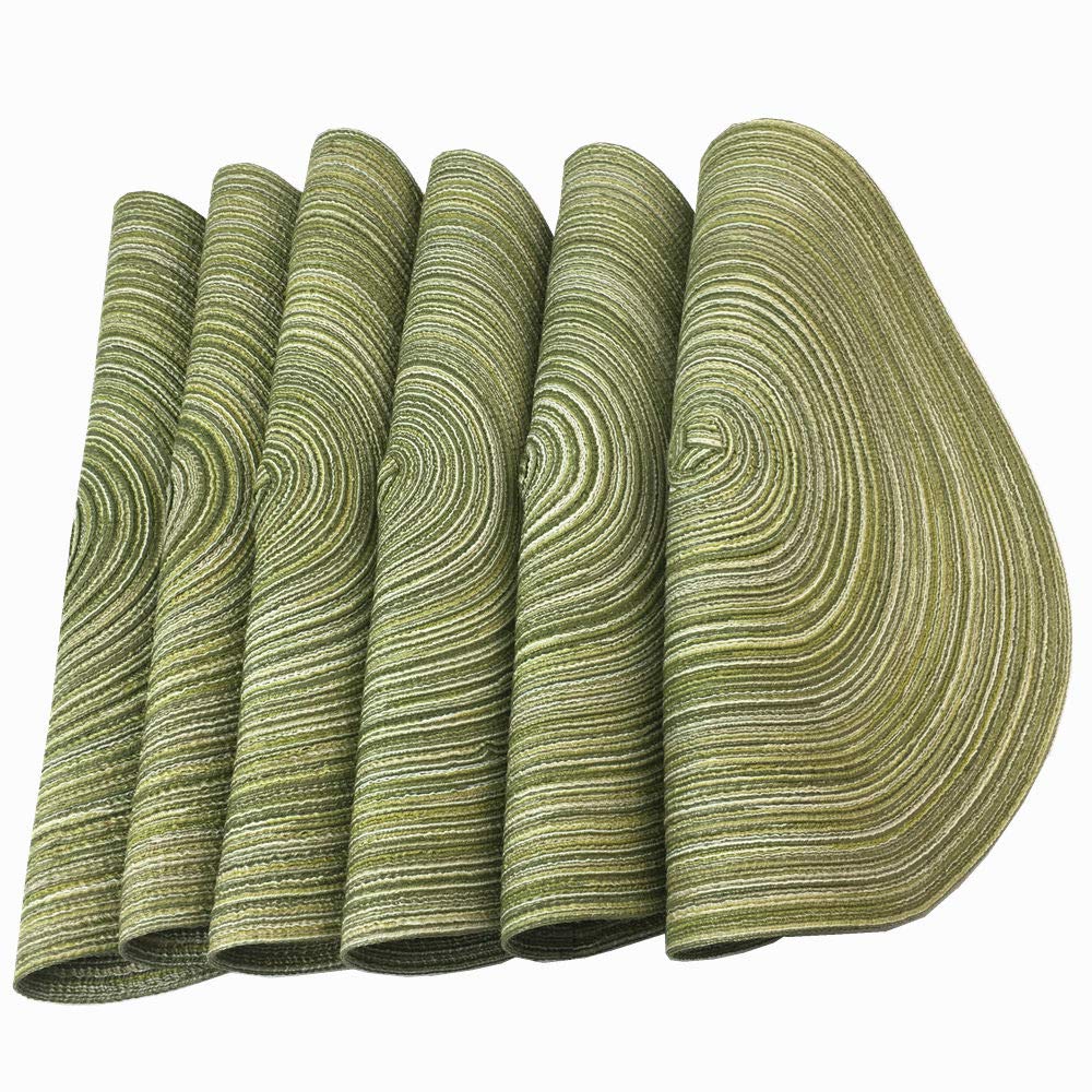 Red-A,Placemats,Round Placemats For Dining Table Set Of 6 Woven Heat Resistant Non-Slip Kitchen Table Mats Diameter 14 Inch(Gree