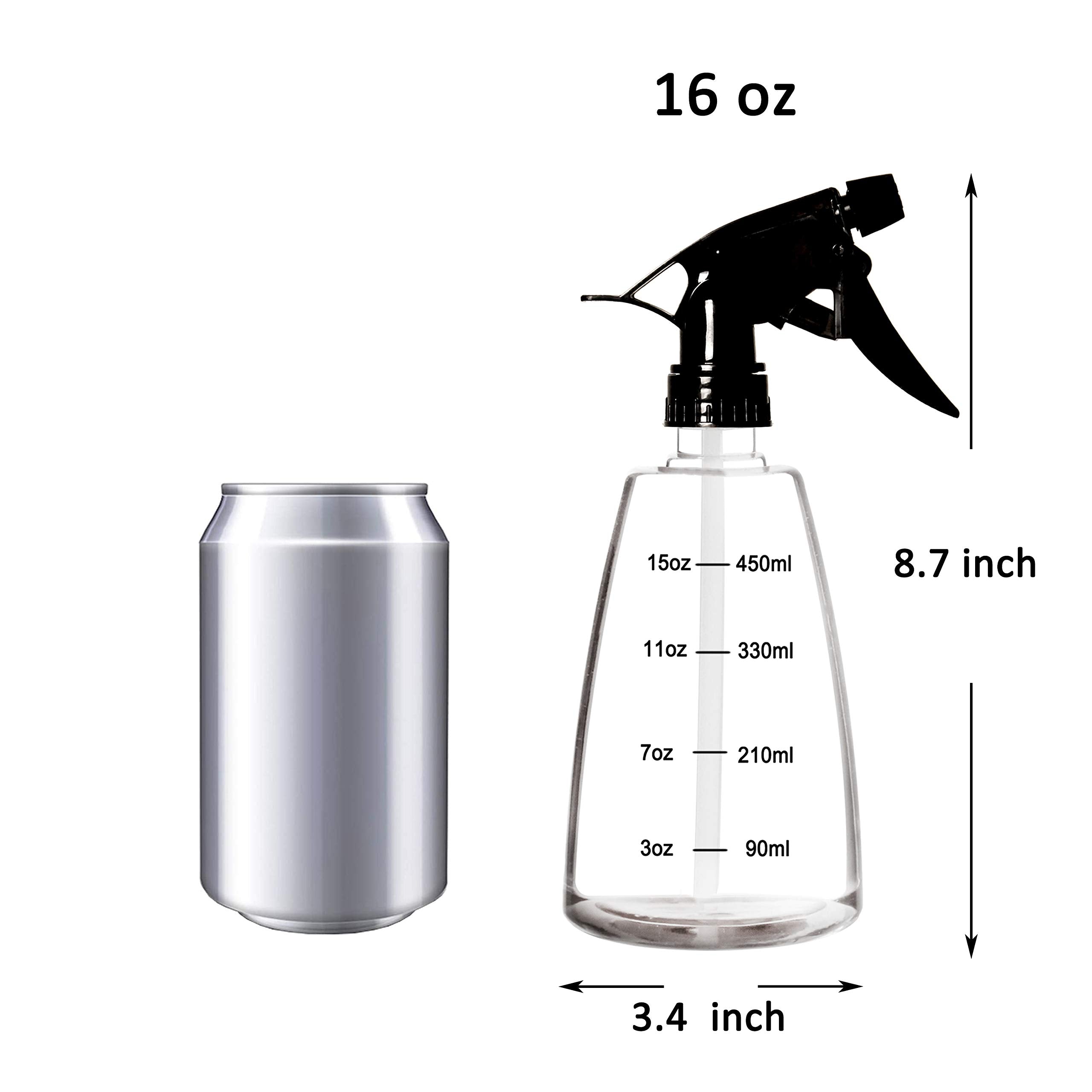 Youngever 5 Pack Empty Plastic Spray Bottles, 16 Ounce Spray Bottles For Hair And Cleaning Solutions (Black)