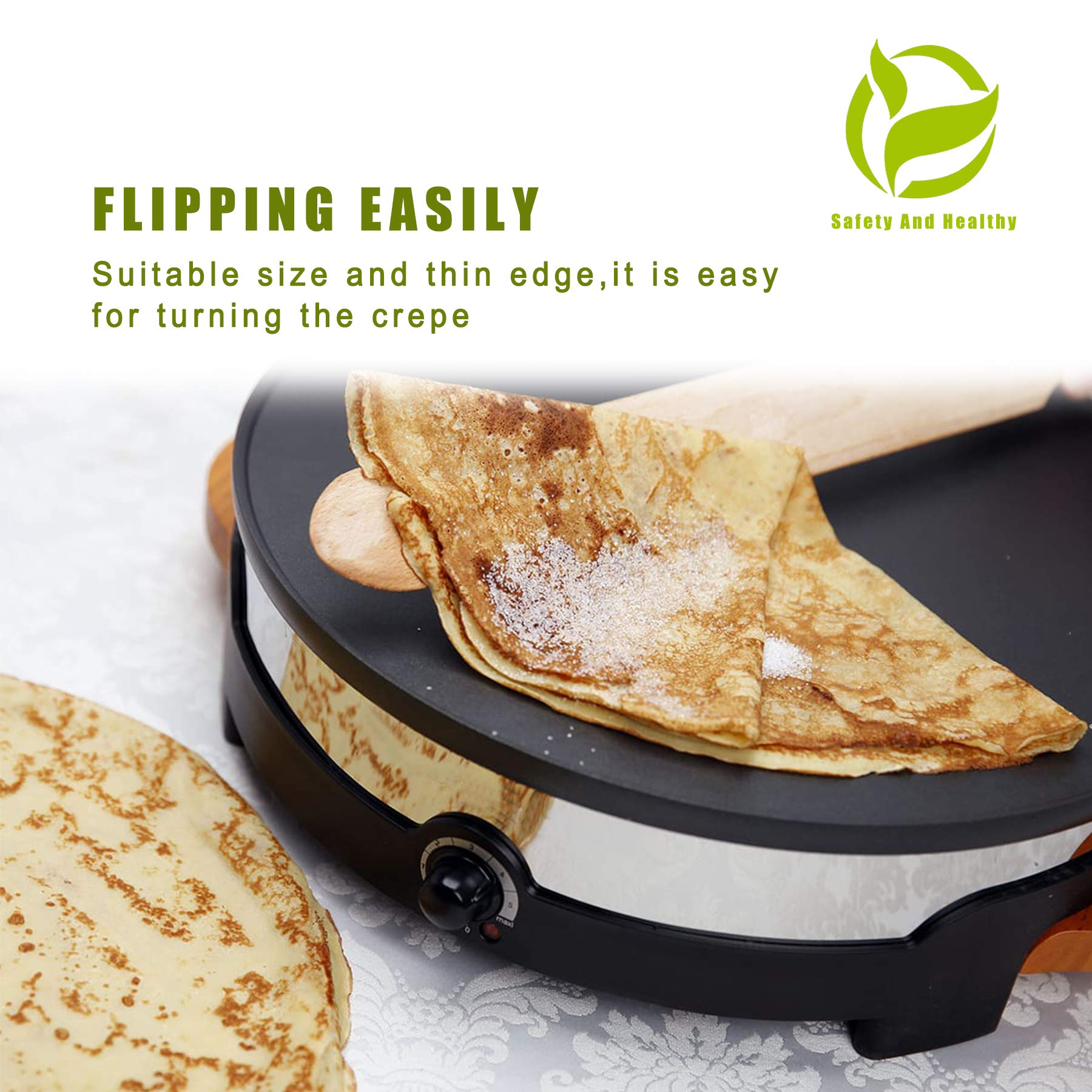Prowithlin 4 Piece Crepe Spreader And Spatula Set, Crepes Maker Made Of 100% Natural Beech Wood, 12'' Crepe Spatula And 4.7'' Cr