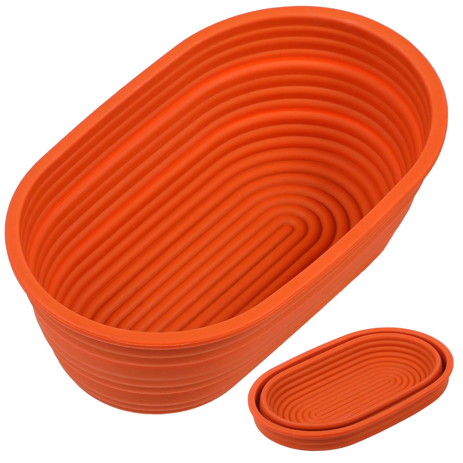 Webake Oval Bread Proofing Basket Silicone, 10 Inches Collapsible Sourdough Bread Baking Supplies Dough Proofing Bowl Containers