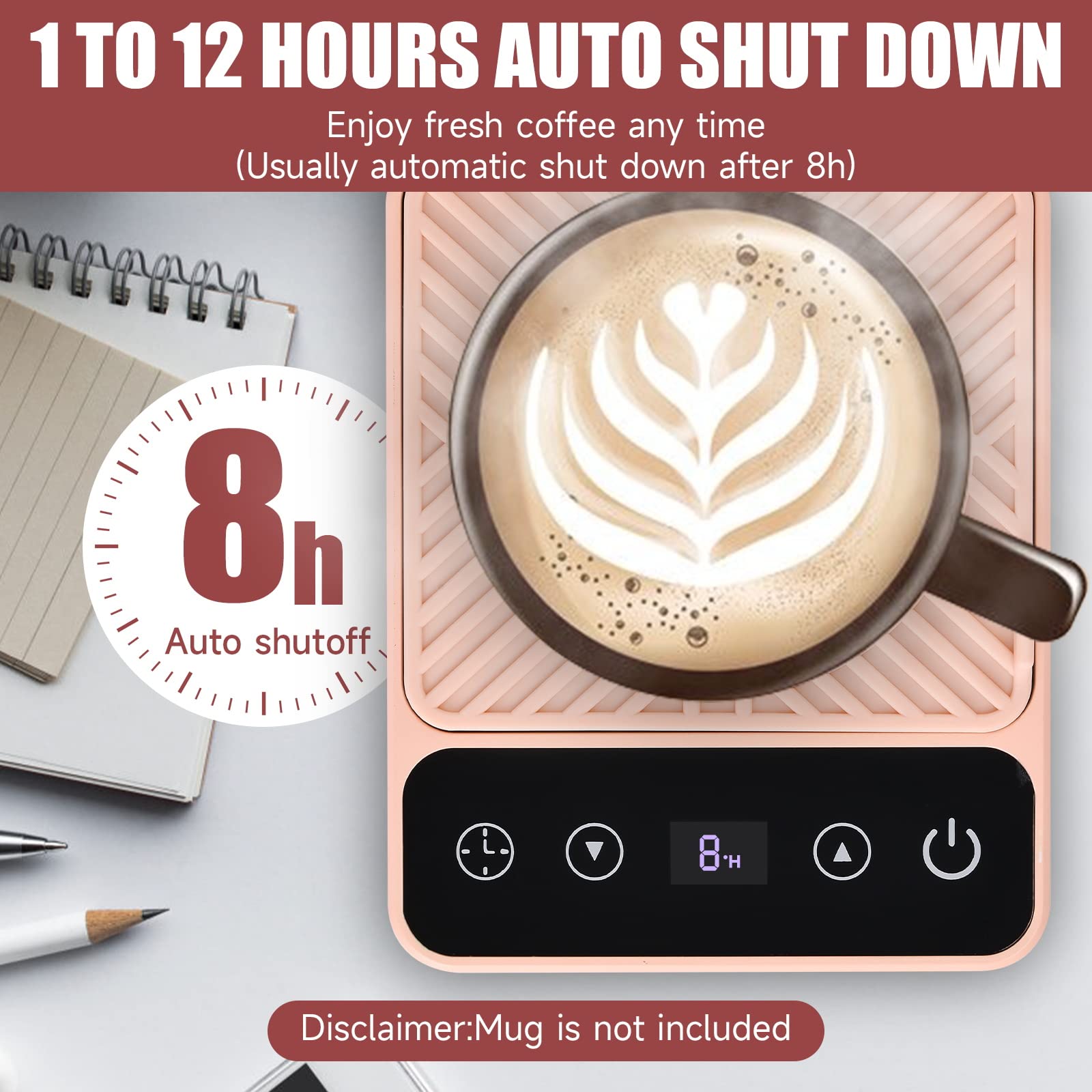 Coffee Warmer For Desk - Electric Mug Warmer, Coffee Mug Warmer With Timer, 6 Temp Mug Warmer, Led Display Smart Coffee Cup Warm