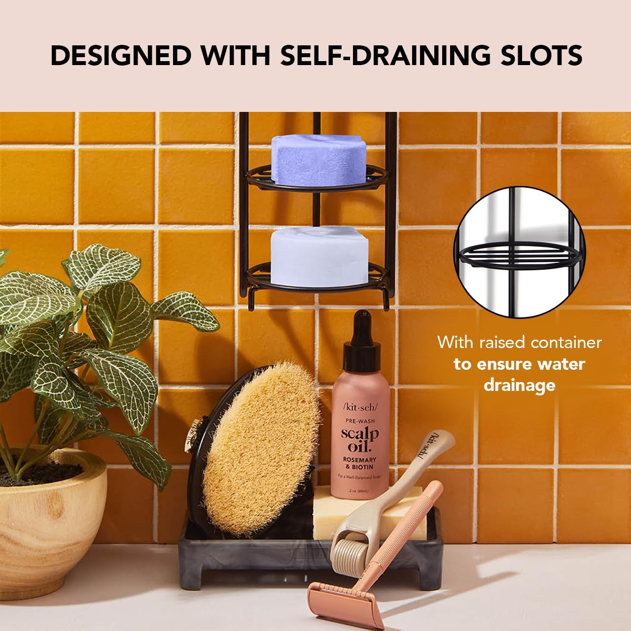 Kitsch Bar Soap Holder For Shower Wall, Rust Proof Self Draining Soap Dish For Shower With Strong Suction Cup, Stainless Steel S