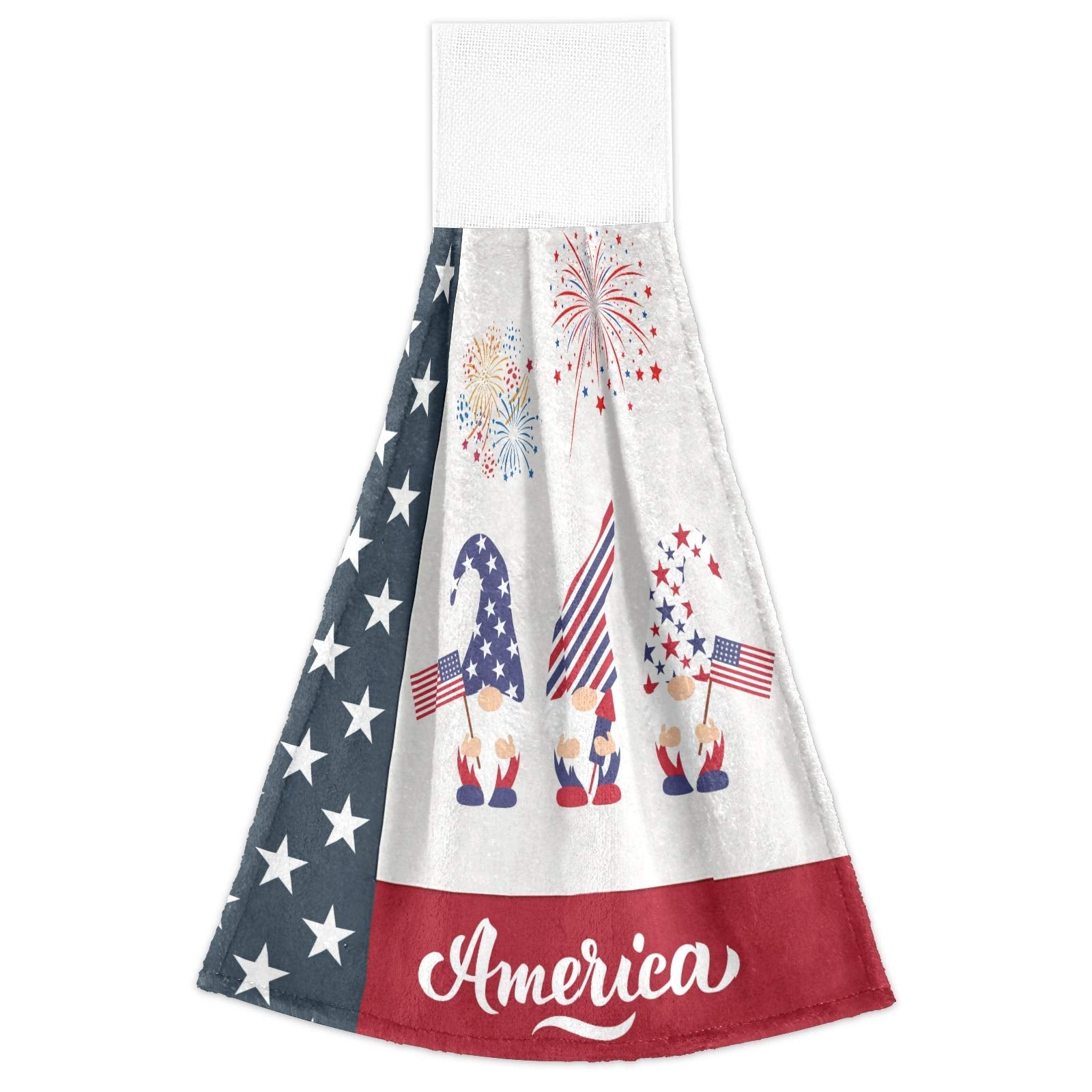 Boccsty American Flag Gnomes Hanging Kitchen Towels 2 Pieces Independence