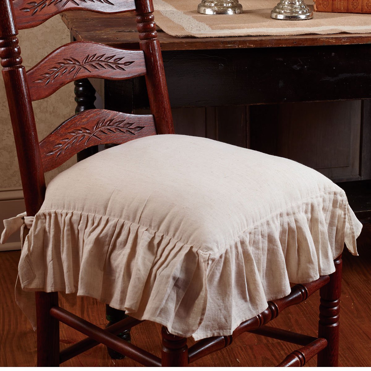 The Country House Collection Flax Ruffled French Country Chair Pad (Null)