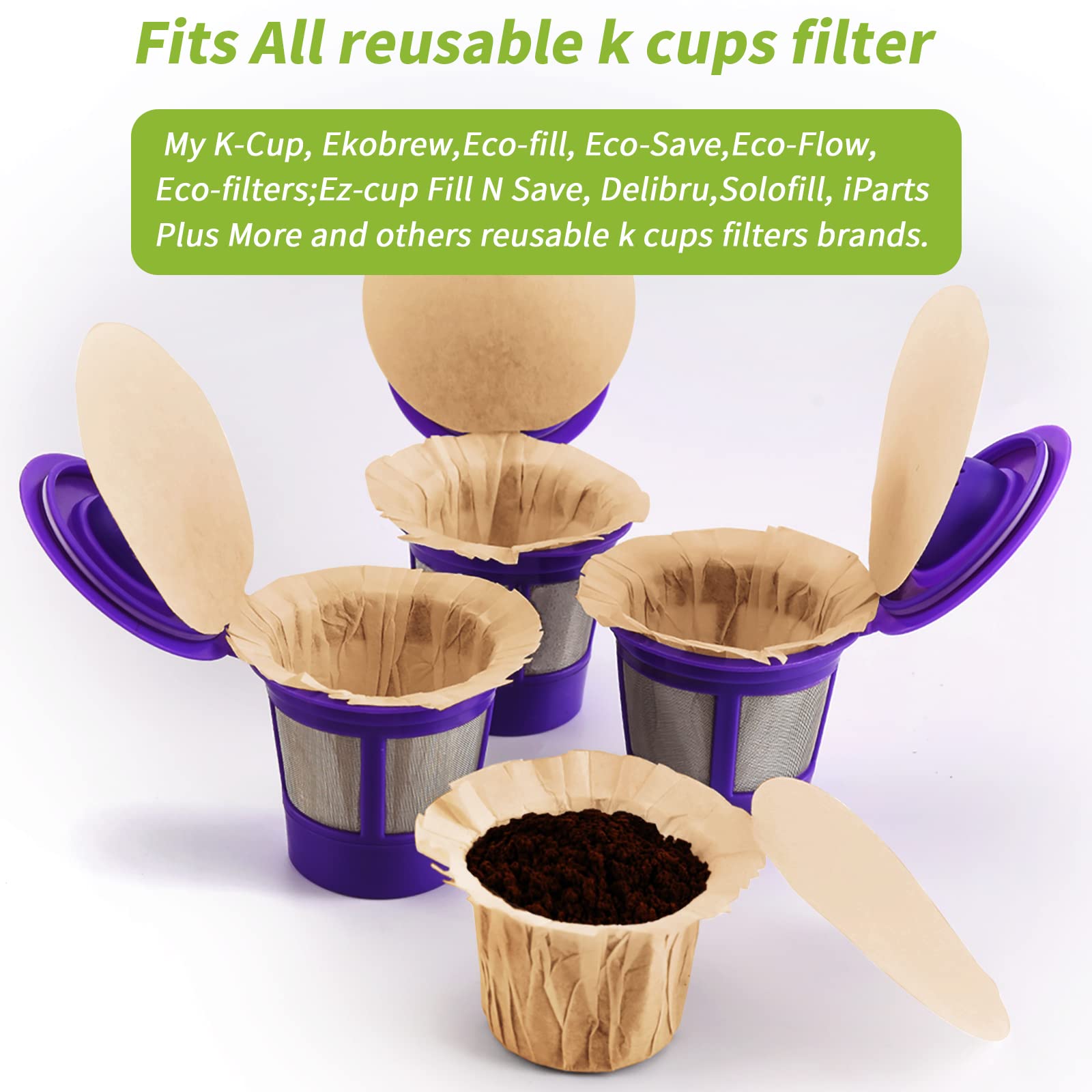 Unbleached K Cup Disposable Paper Filters With Lid For Keurig Reusable K Cup Filters,Keurig Filters For K Cup Reusable Coffee Fi