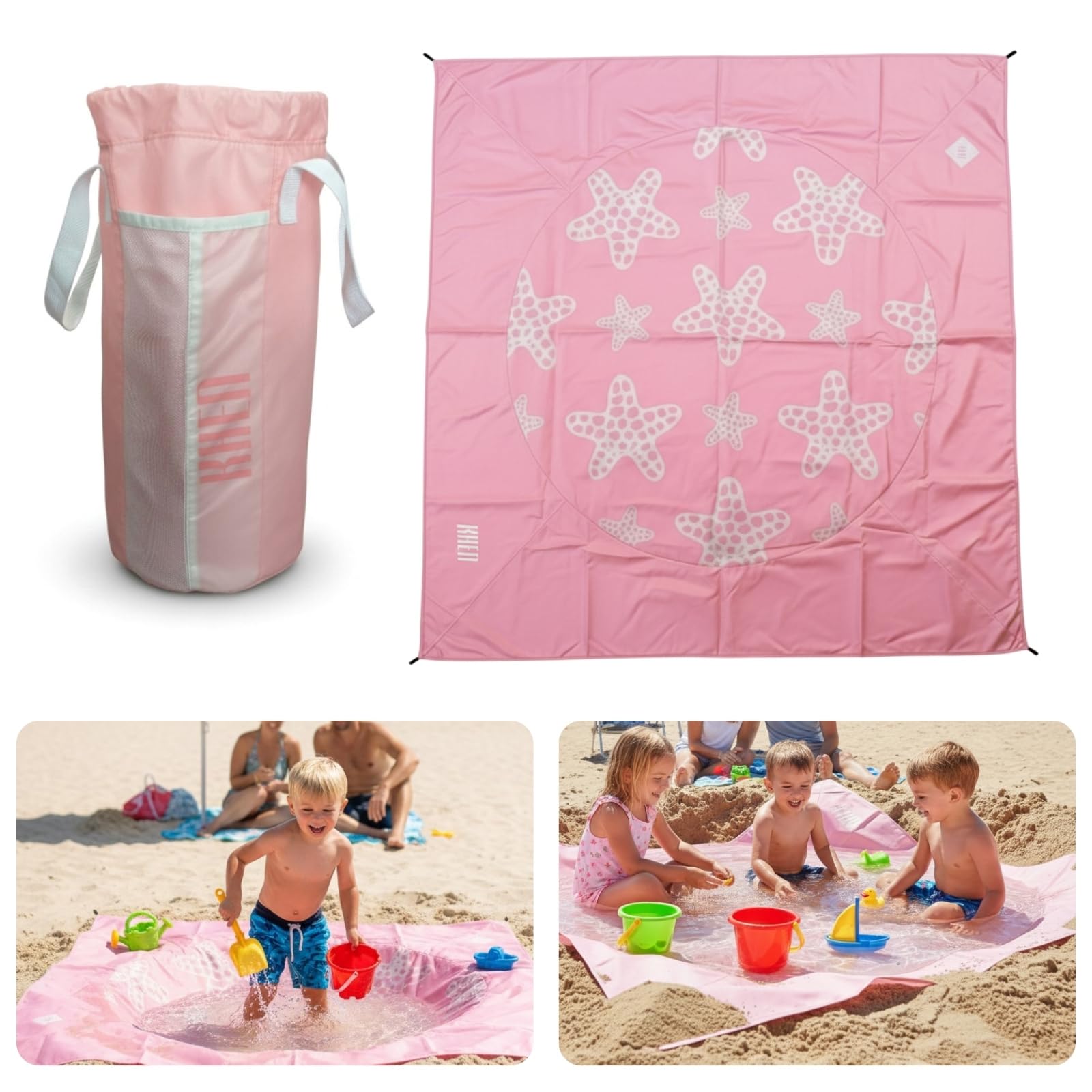Baby Beach Splash Mat Pink, 1 Piece, 78.74 x in Waterproof Polyester Portable