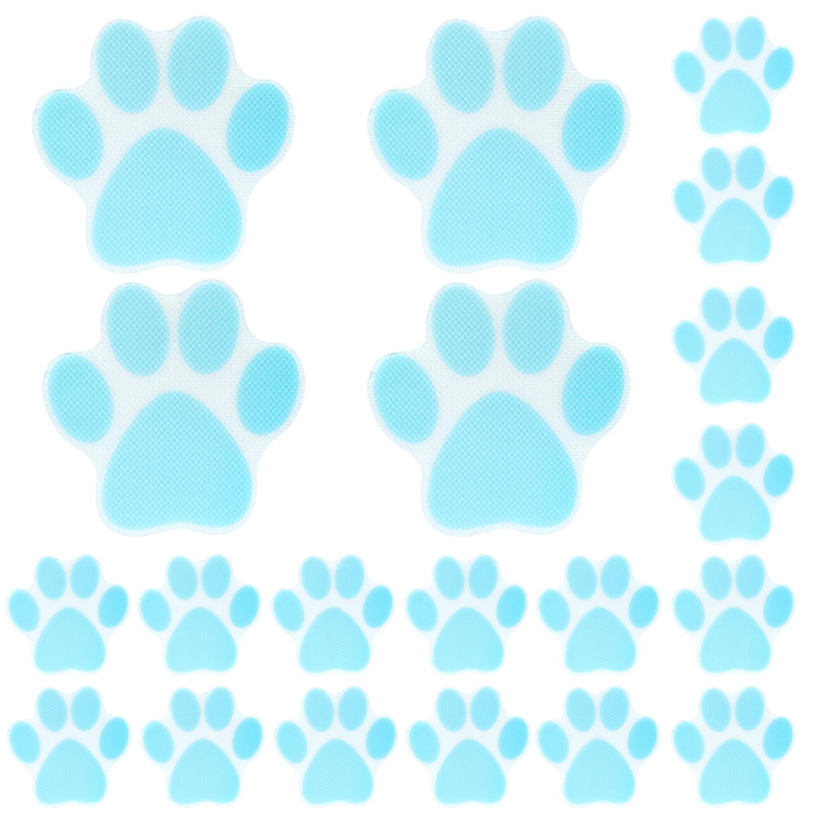 Coufce 20 Pcs Non Slip Bathtub Stickers Blue Paw Print Adhesive Decals Sea Shell Shape Shower Stickers For Floor, Ladders, Bath