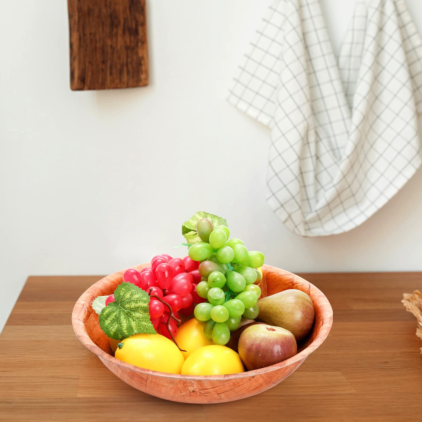 Elsjoy 6 Pack 10 Inch Wooden Woven Salad Bowl, Unbreakable Wood Round Serving Bowl Large Wood Salad Bowl, Reusable Wood Snack Bo