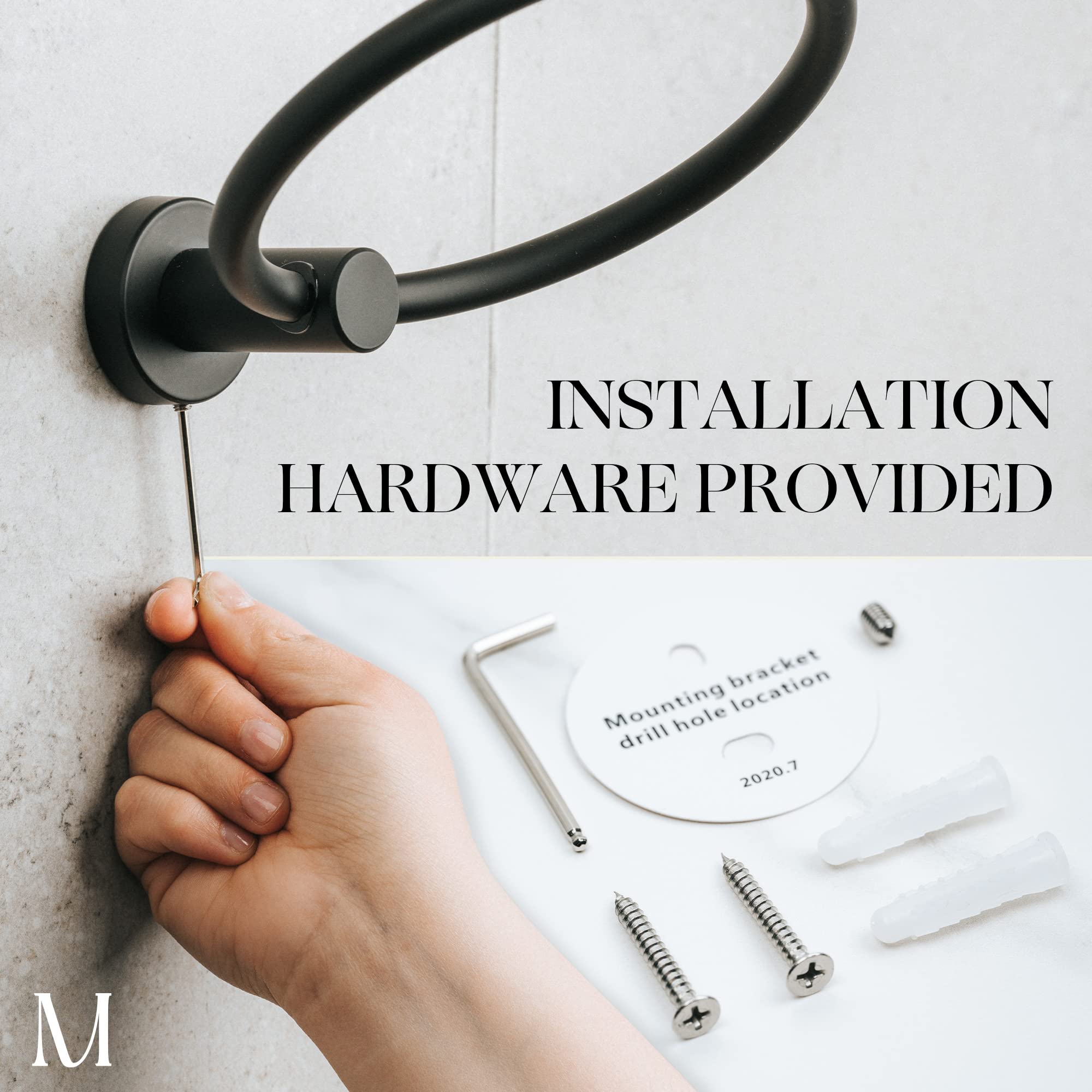Marmolux Acc 2 PCS Matte Black Bathroom Hardware Set - Hand Towel Holder for Bathroom Wall + Black Toilet Paper Holder Wall Mount  Towel Holder Hanger Rack Stainless Steel Bathroom Set