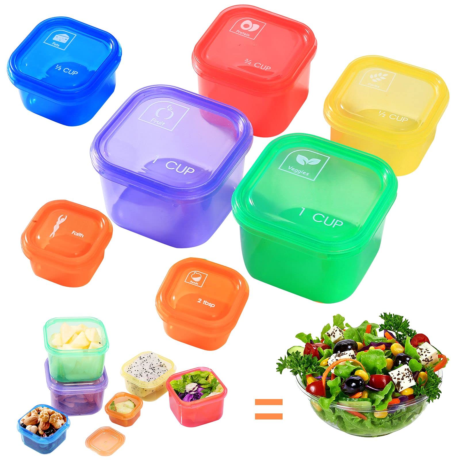 Extrapins Portion Control Container Kit,21 Day Fix Containers And Food Plan,Multicolor Coded Containers,Meal Prep System Storage