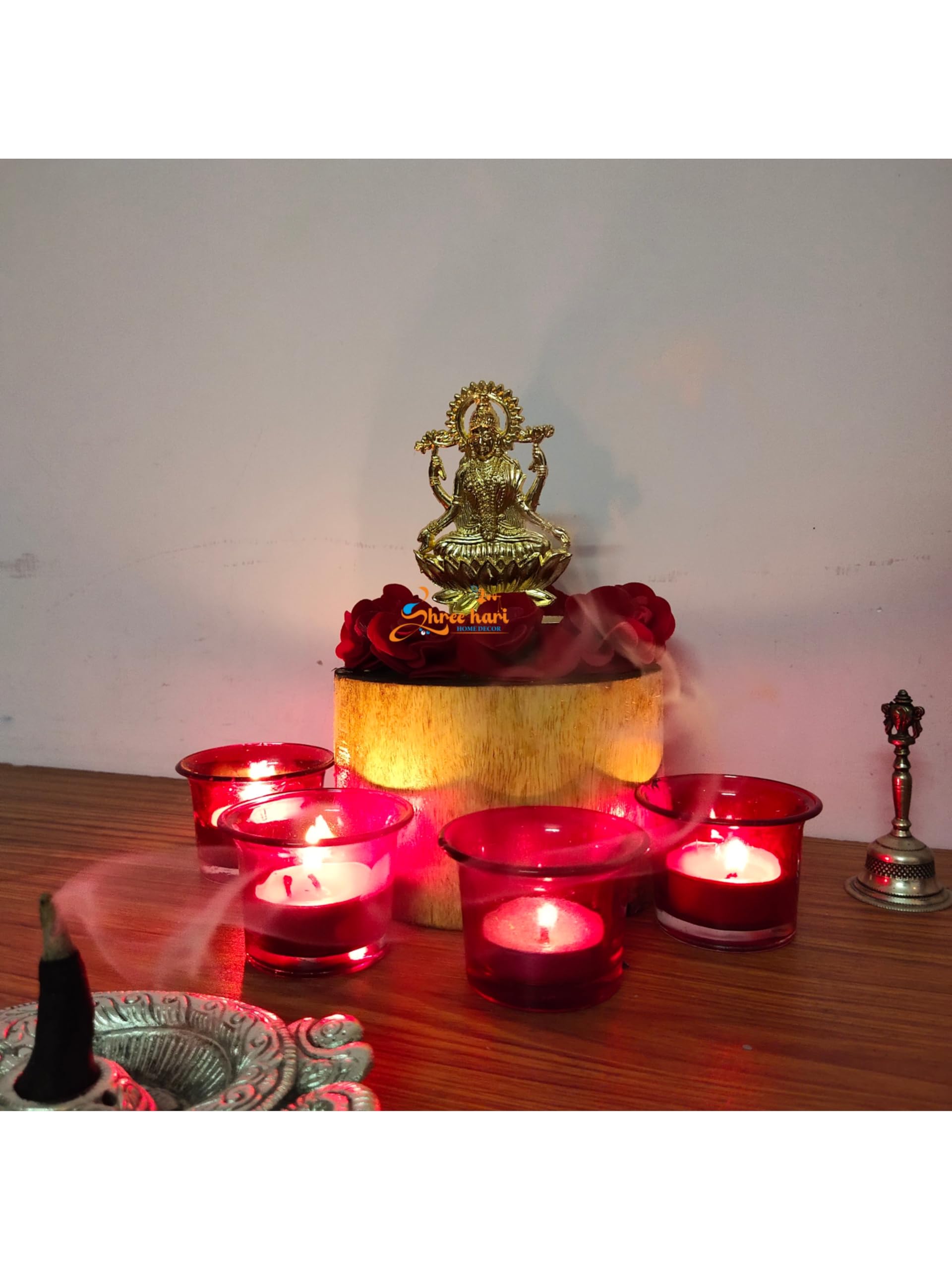 Shree Hari Home Decor Handicraft Metal Laxmi Ganesha Gold Antique Finish Pujan Set Auspicious Indian Art Statues Luxmi Ganesh Id
