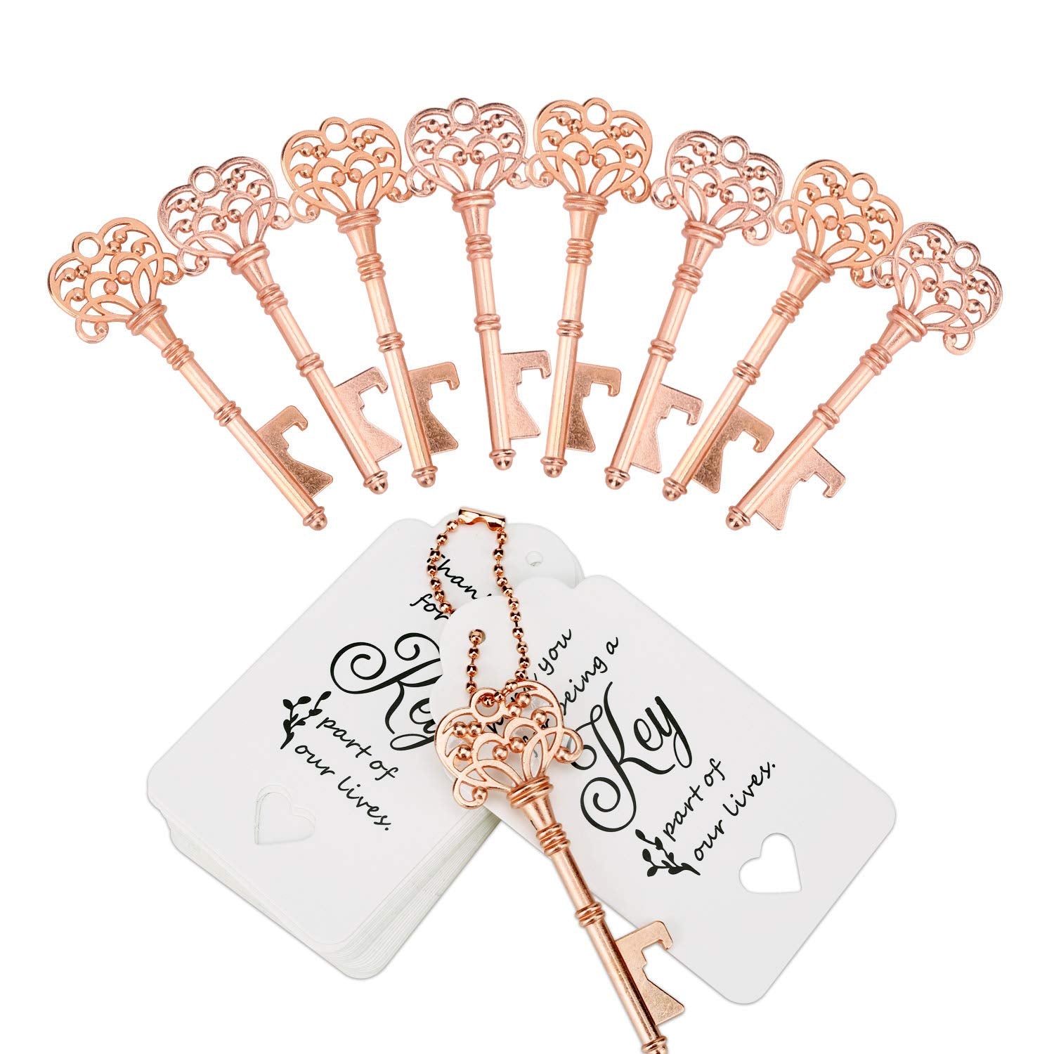 Wodegift 60 Pcs Bridal Shower Favors,Wedding Favors Key Bottle Opener With Thank You Card Tag And Key Chains,Wedding Souvenirs F