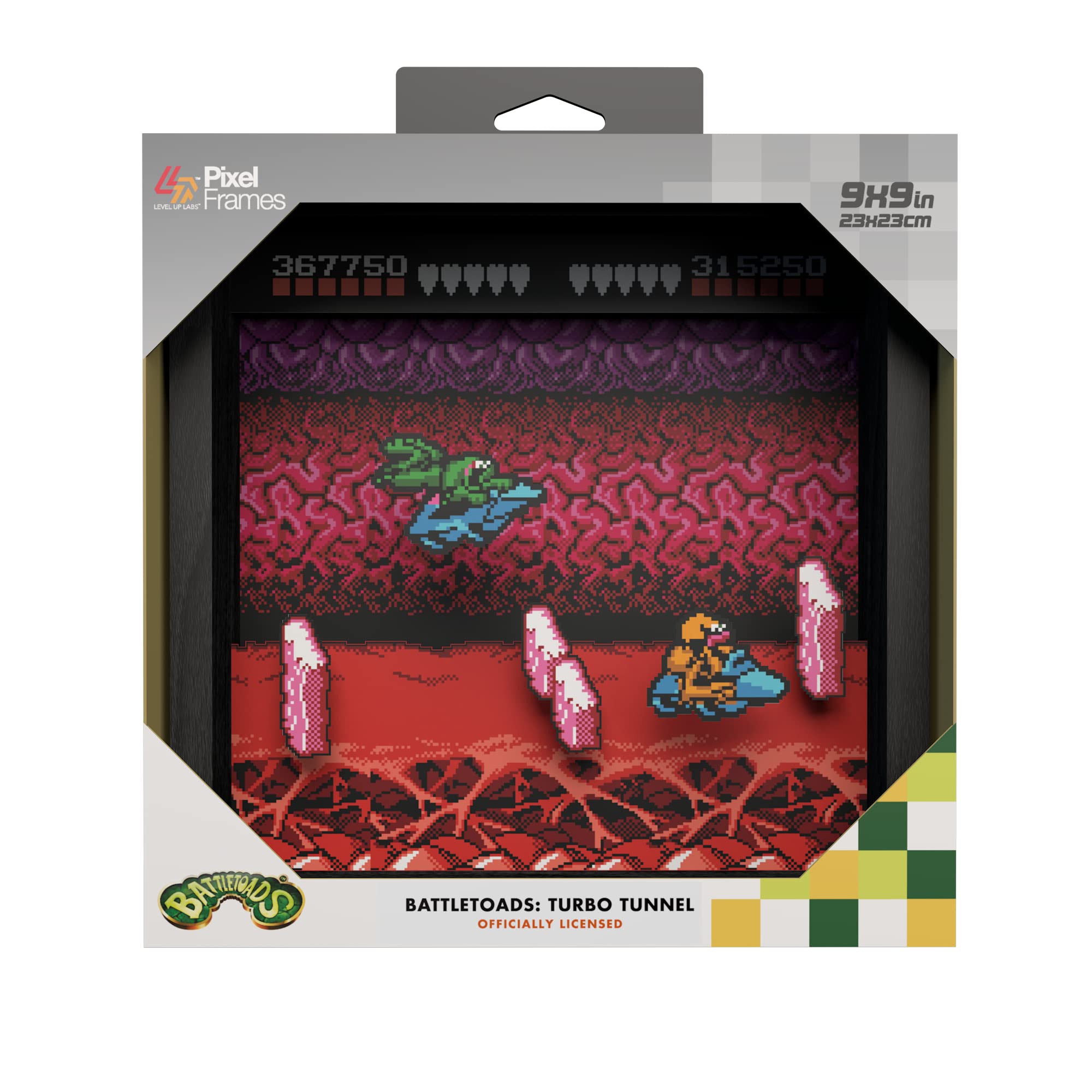 Level Up Labs Pixel Frames: Battletoads - Nes Turbo Tunnel - 3D Shadow Box - Framed Decor For Wall, Home, Shelf Display, Game Po