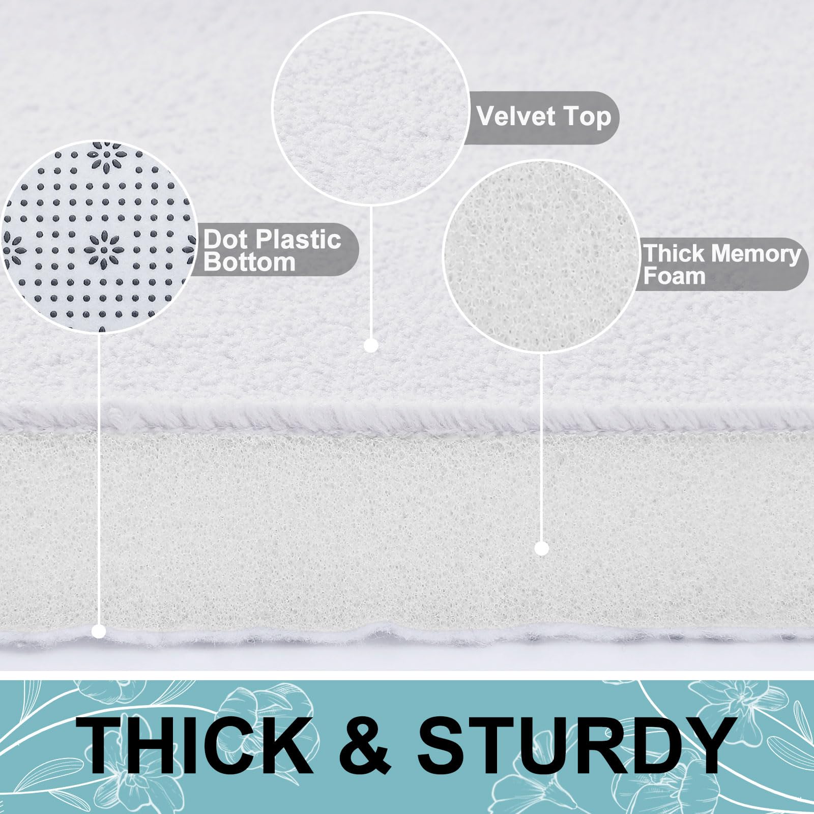 Smiry Memory Foam U-Shaped Toilet Bathroom Rugs 24'' X 20'',Extra Soft Absorbent Non-Slip Contoured Rugs, Machine Washable Conto