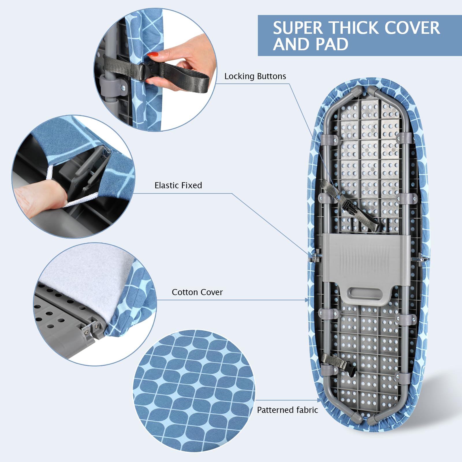 Sheechung Tabletop Ironing Board 12''X32'',Small Ironing Board With Removable Cotton Cover And Pad,Portable Folding Non-Slip Fee