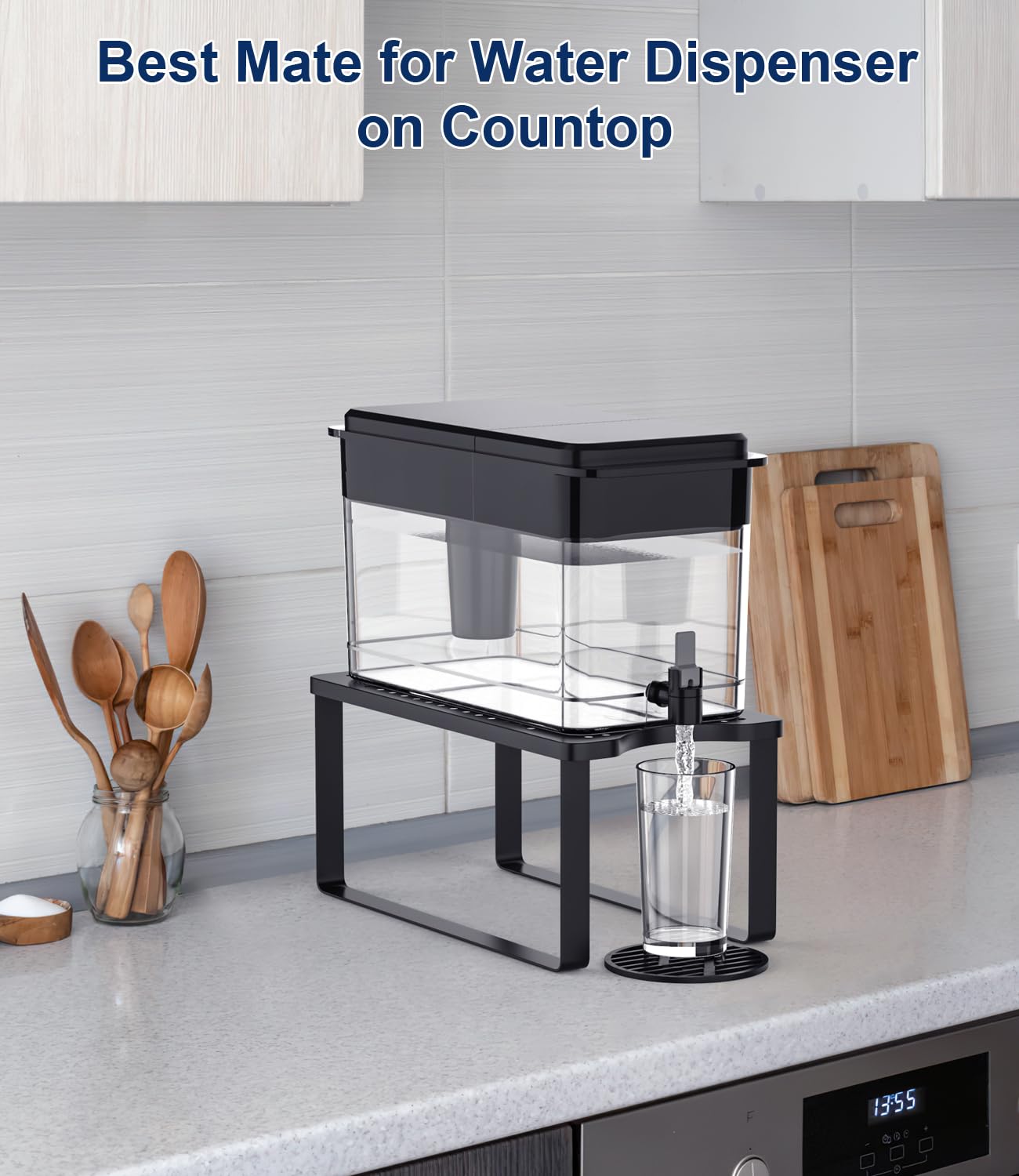 Primzooty Water Filter Dispenser Stand With Drip Tray - 7.7''W X 14.6''D X 6.7''H, Metal Stand Designed For Brita Water Filter,