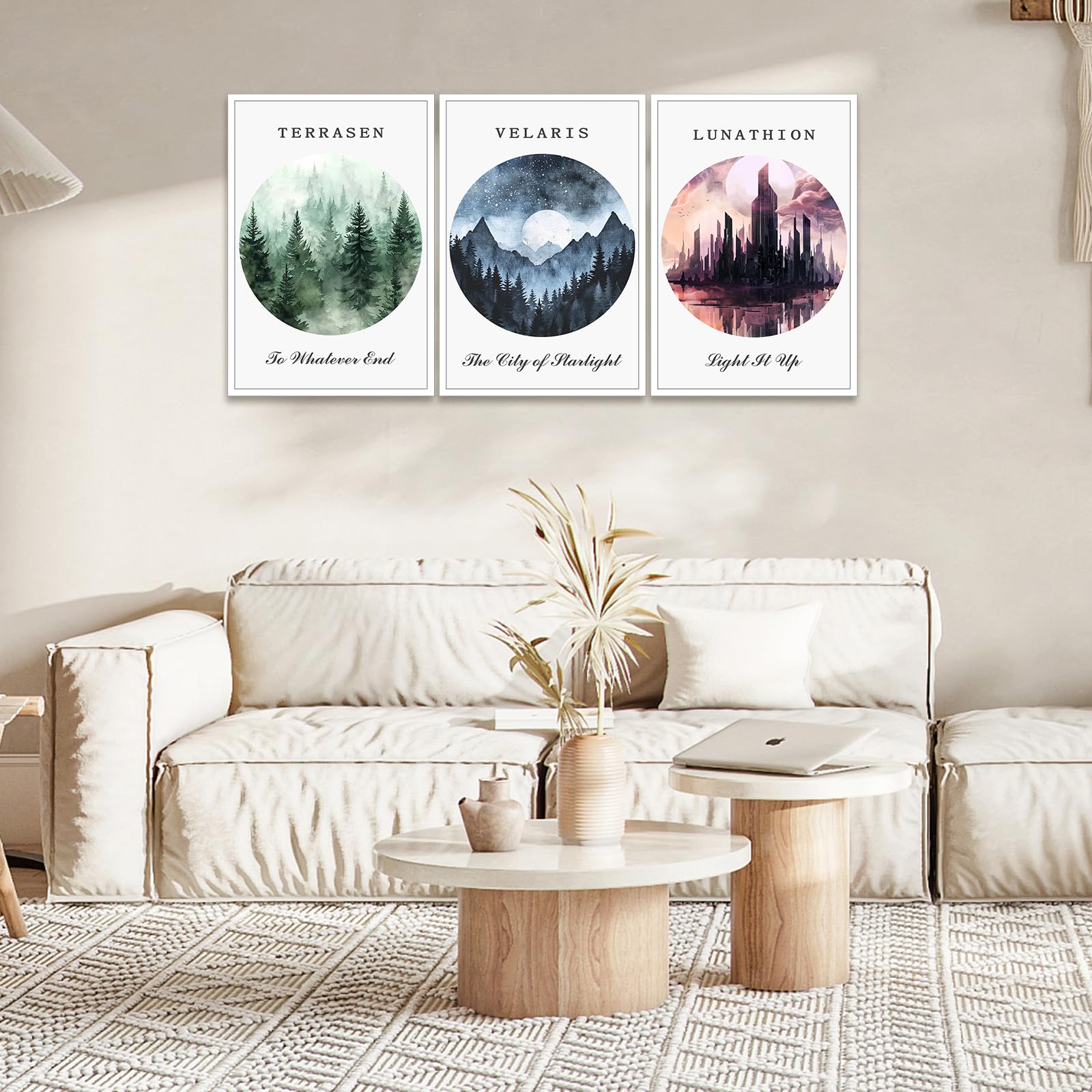 Dfaiuy 3 Piece Sarah J Maas Books Poster Art Print Sarah Maas Acotar Crescent City Throne Of Glass Series Canvas Wall Art Fantas