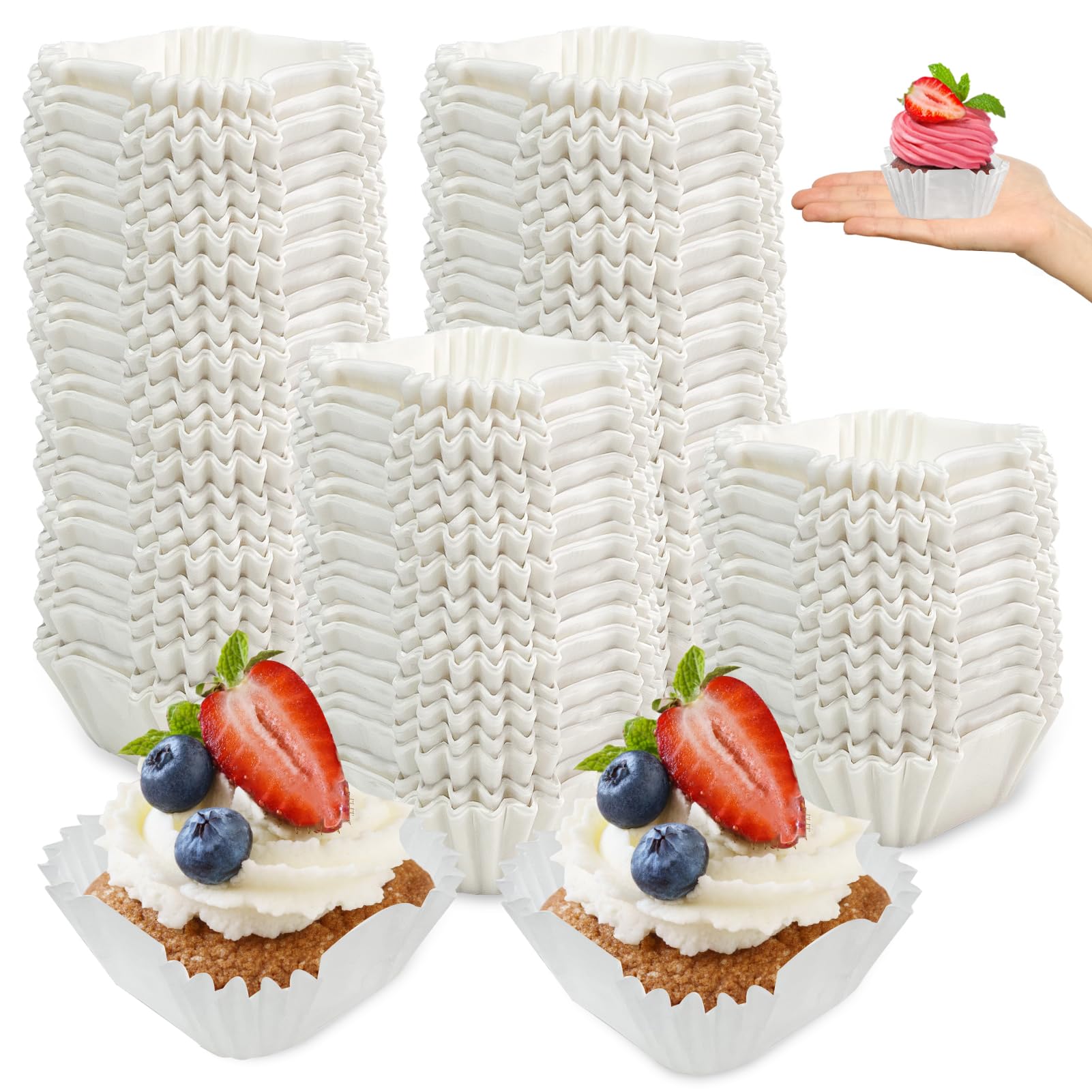 Yexexinm 1000 Pcs Square Cupcake Liners Disposable Craft White Baking Cups
