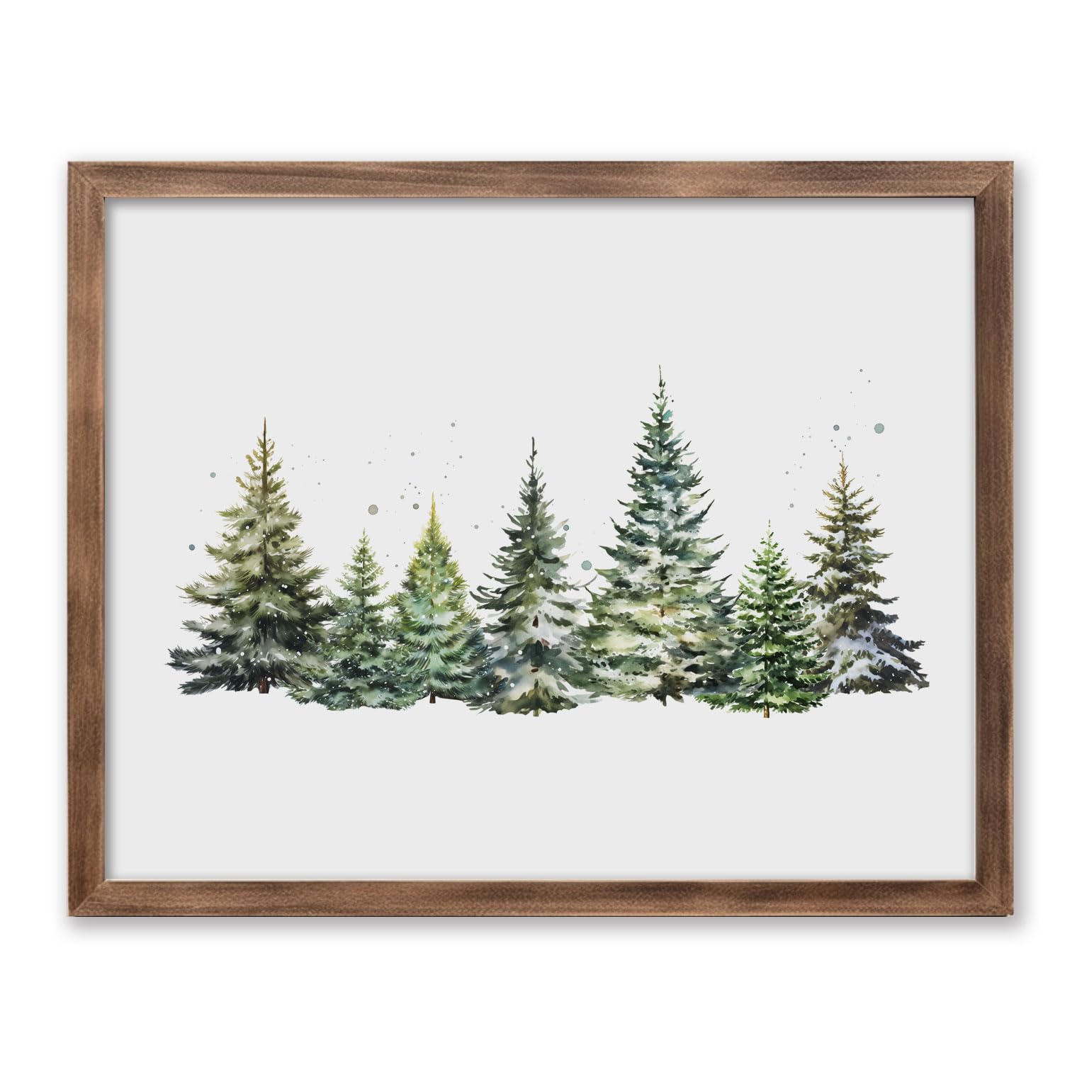 Christmas Tree Print, Winter Landscape, Watercolor Christmas Tree Painting Print, Pine Tree Art, Farmhouse Christmas Wall Art, W