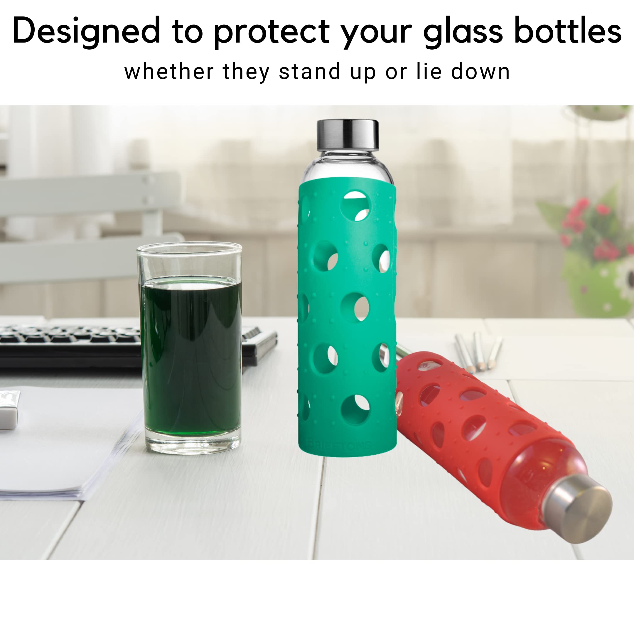 Brieftons Silicone Sleeves: 6-Pack Insulated Anti-Slip Protection Covers, Ultra Thick & Durable, Better Than Neoprene & Rubber,