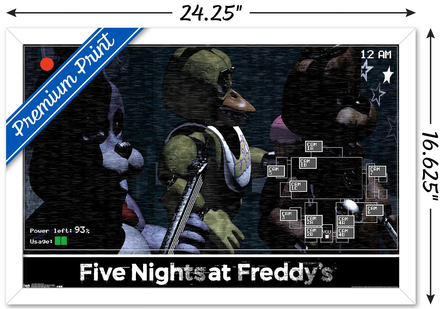 Trends International Five Nights At Freddy'S - Show Stage Wall Poster, 14.725'' X 22.375'', White Framed Version