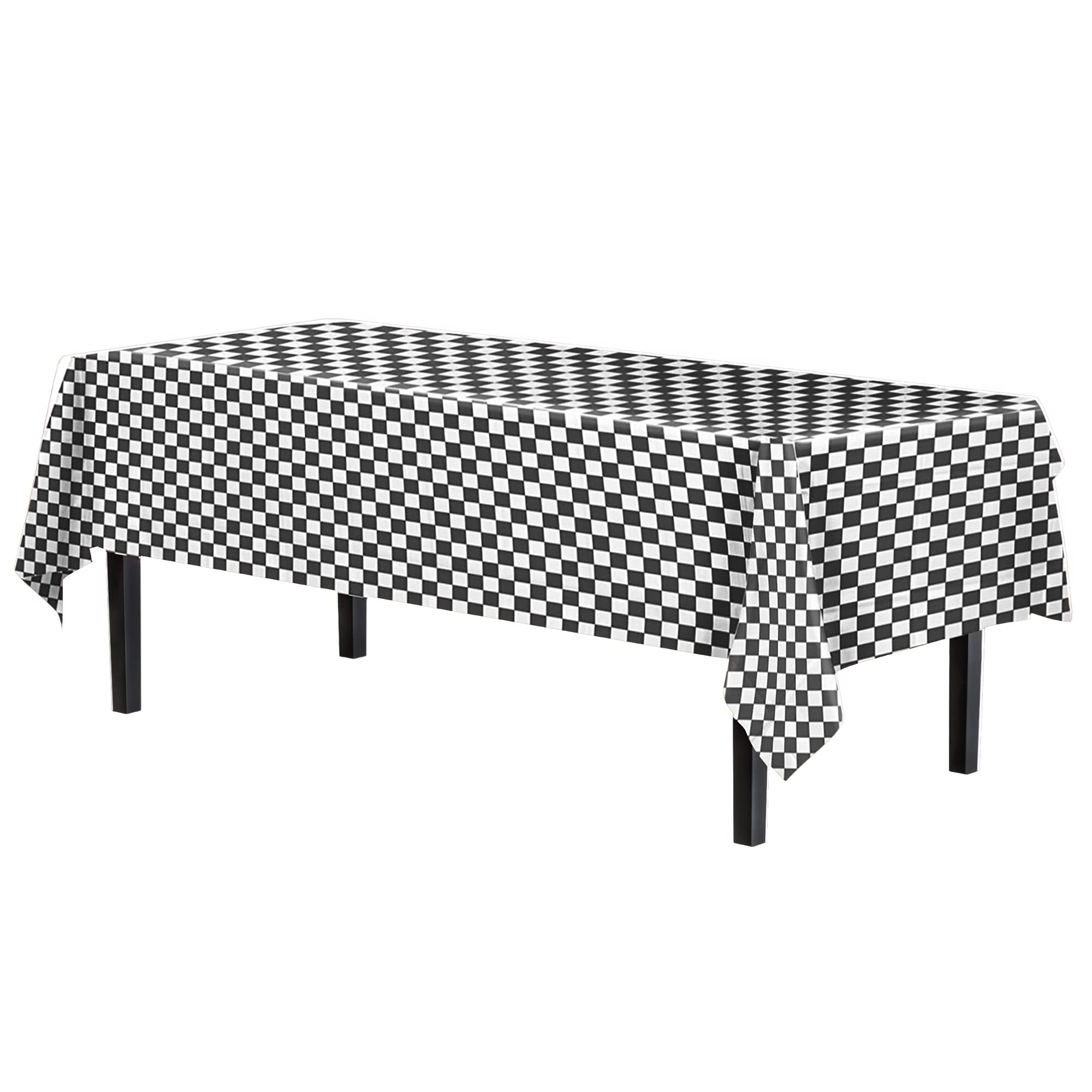 Exquisite 6 Pack - Premium Plastic Tablecloth 54In. X 108In. Rectangle Table Cover - Checkered