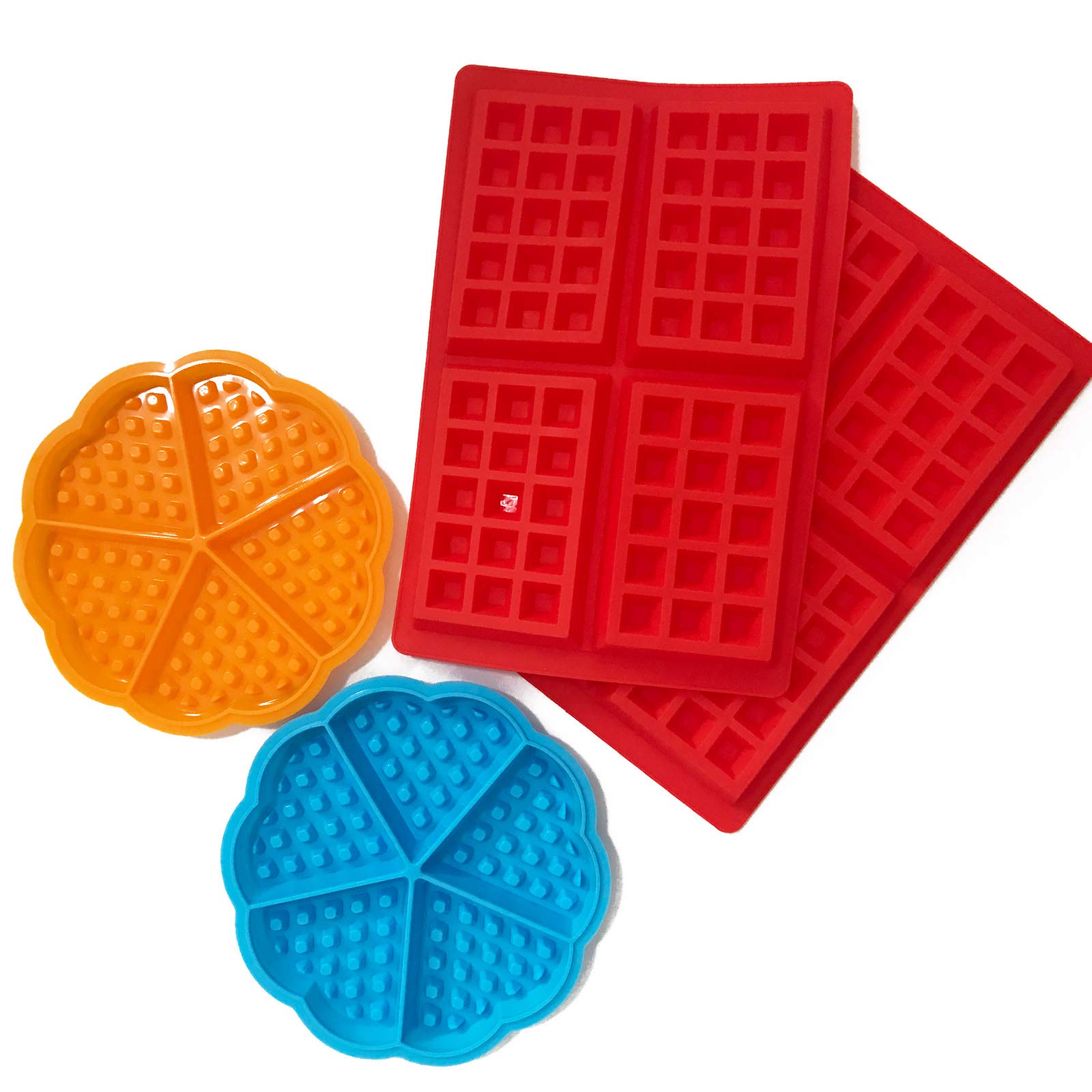 Set Of 4 Silicone Waffle Molds (Heart & Square Shape), Tunan Chocolate Waffle Baking Molds Muffin Pans Bread Pie Flan Bakeware -