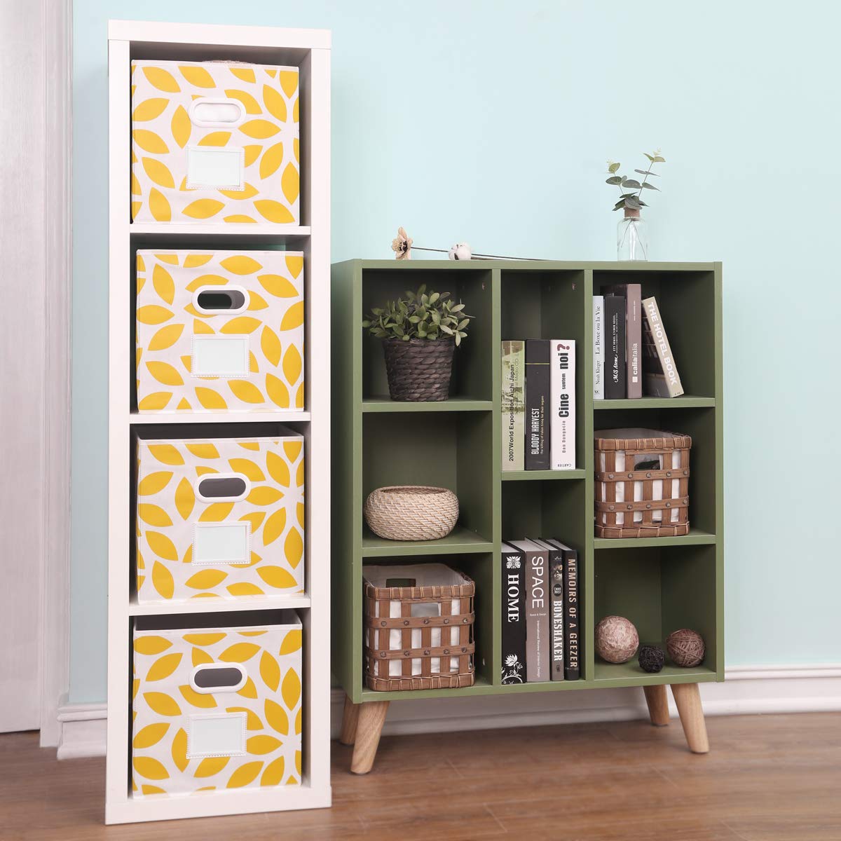 Max Houser Fabric Storage Bins Cubes Baskets Containers With Dual Plastic Handles For Home Closet Bedroom Drawers Organizers, Fo