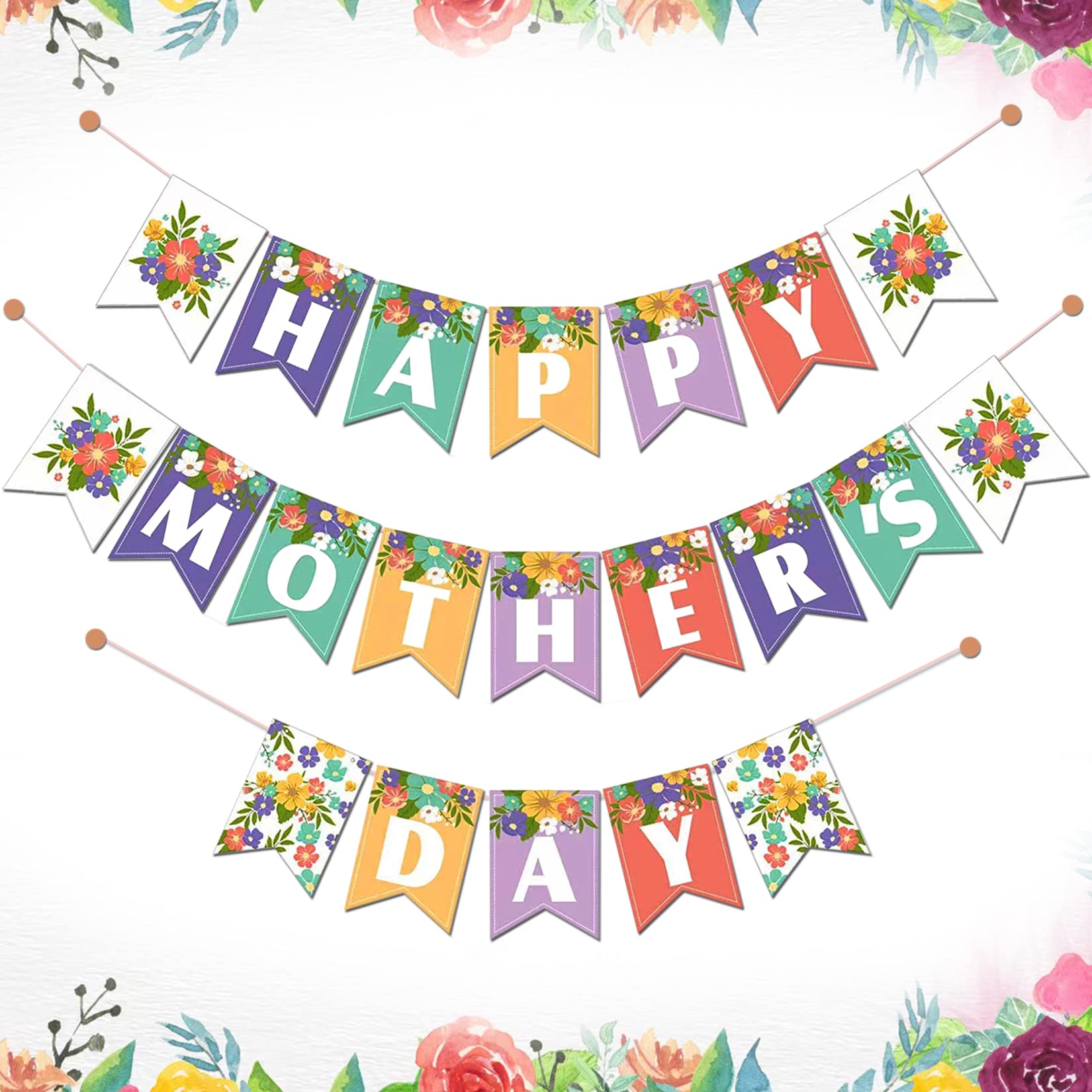Lanttaotte Mothers Day Banner Happy Mom Day Colorful Decorations Home Party Supplies For Door Tree Window Hanging D  Cor