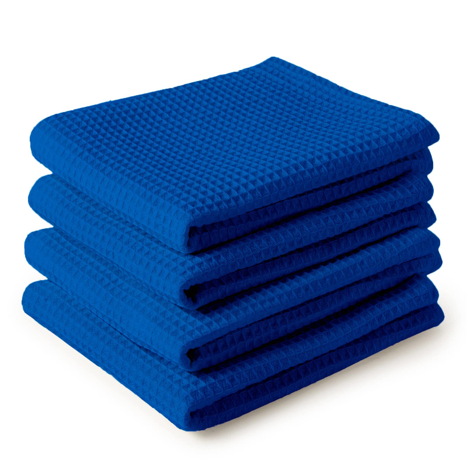 Encasa Xo Kitchen Dish Towels Set | White | Waffle Weave And Flat Hand Tea Towel | 28''X18'' | Quick Drying Reusable Cotton Wash