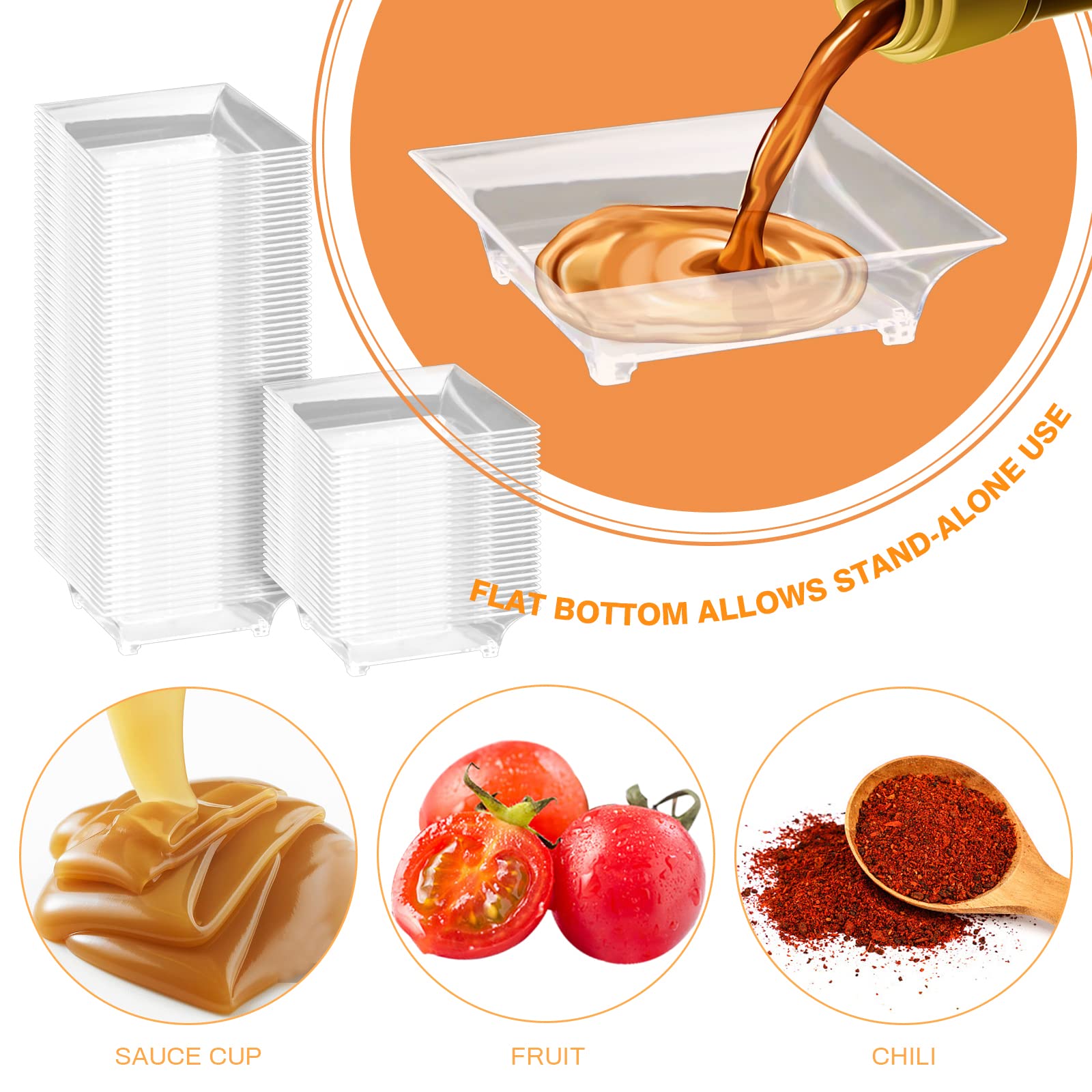 Gothabach 100 Pcs Mini Dessert Plates, Clear Disposable Mini Plastic Tray, Mini Plastic Dish For Sauce, Dessert, Fruit Or Appeti