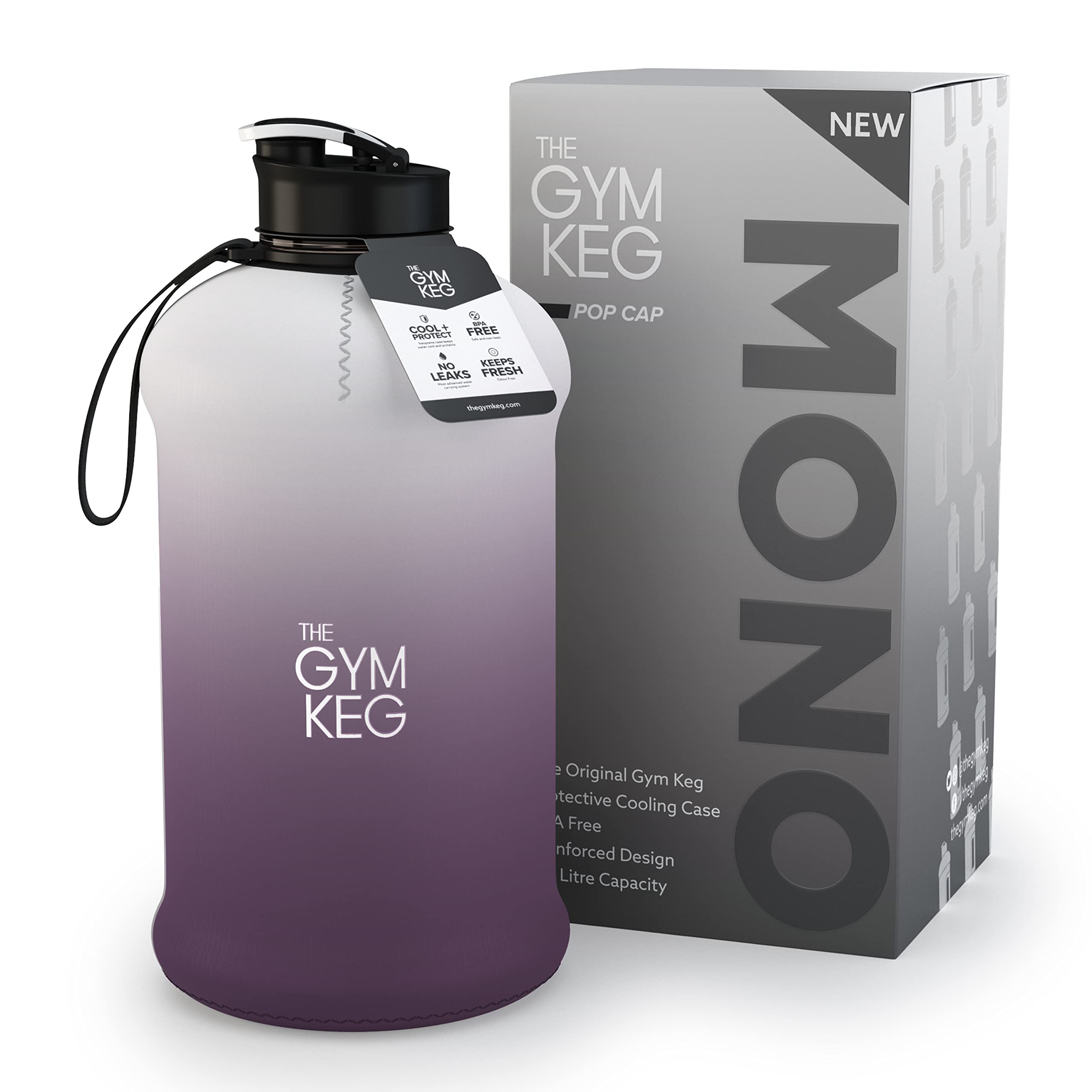 The Gym Keg Sports Water Bottle Half Gallon Carry Handle Big Water Jug For Sport Large Reusable Water Bottles Eco-Friendly, Trit