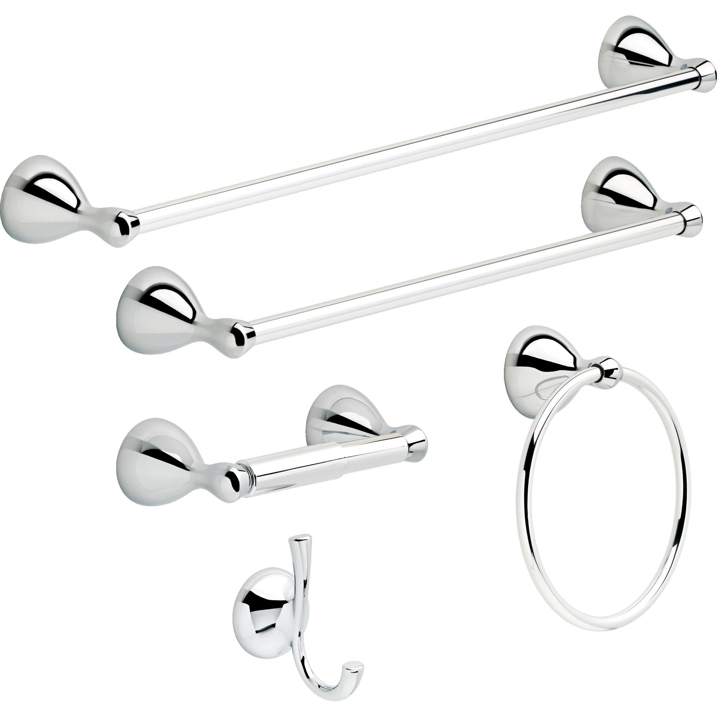 Delta Foundations (1-Pack) 24'' Towel Rack For Bathroom Polished Chrome Bar Holder Wall Mounted Rod, Hardware | Accessories Fnds