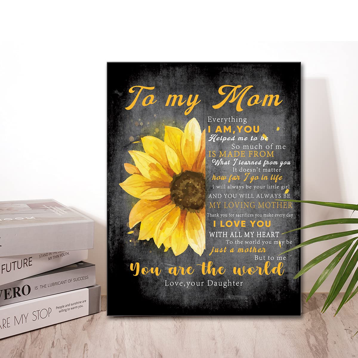 Wailozco Gifts For Mom -Hangable Canvas Poem Prints Framed Poster Wall Art For Mom From Daughter-Meaningful Mom Gifts,Mom Home B