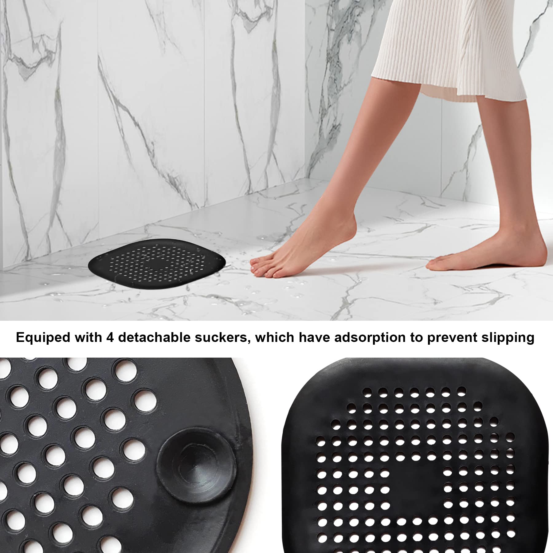 4 Pieces Shower Drain Hair Catcher Bathtub Stopper Home Drain Protectors Drain Cover With Sucker Water Trap Sink Cover For Bathr