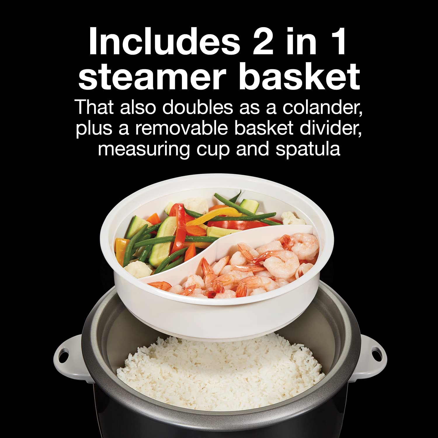 Proctor Silex Rice Cooker & Food Steamer, 30 Cups Cooked (15 Cups Uncooked), Includes Steam And Rinsing Basket, Black (37555)