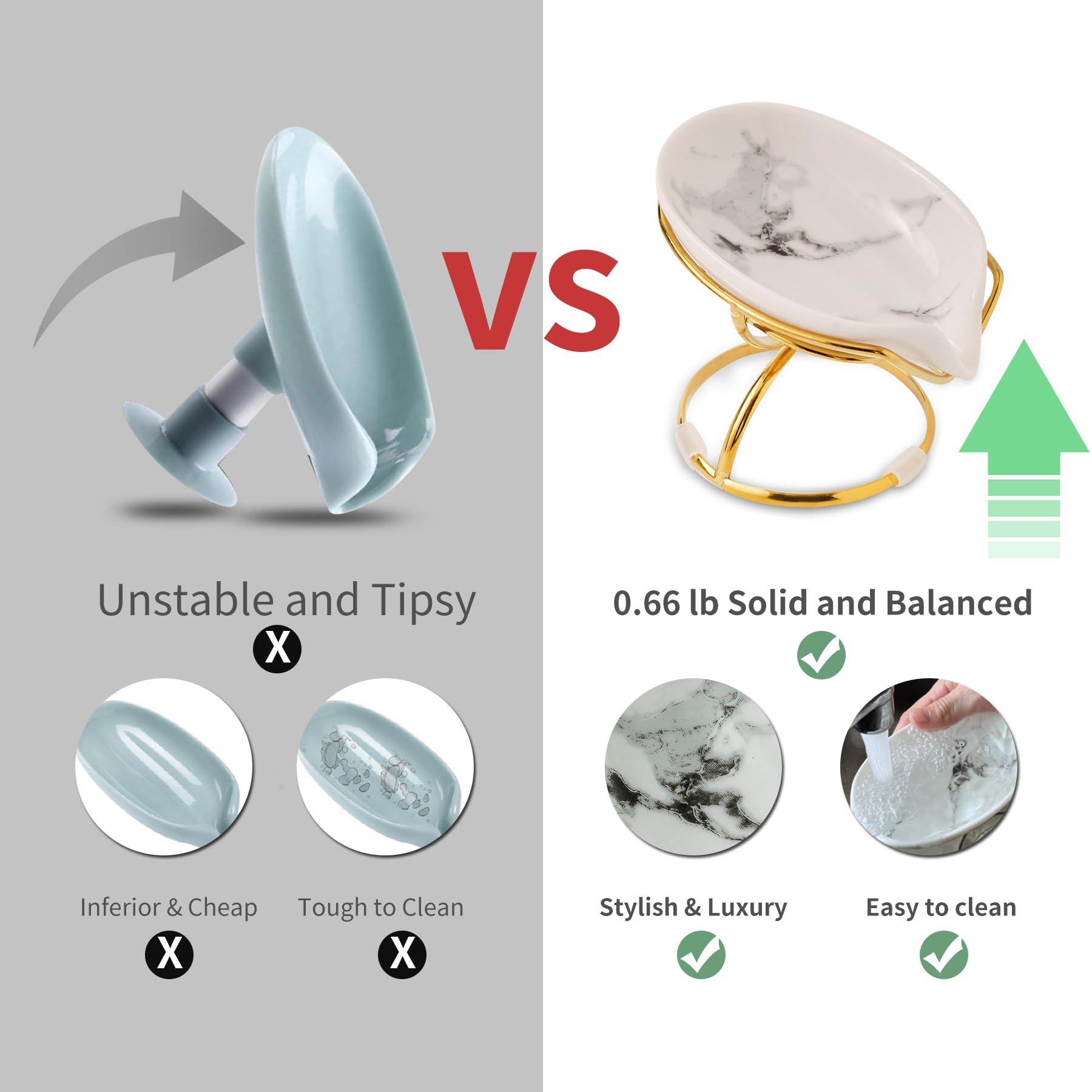 Dobbyby Leaf-Shaped Ceramic Soap Dish With Drain, Soap Holder, Soap Saver, Soap Tray, Bar Soap Holder, Easy Cleaning, For Shower